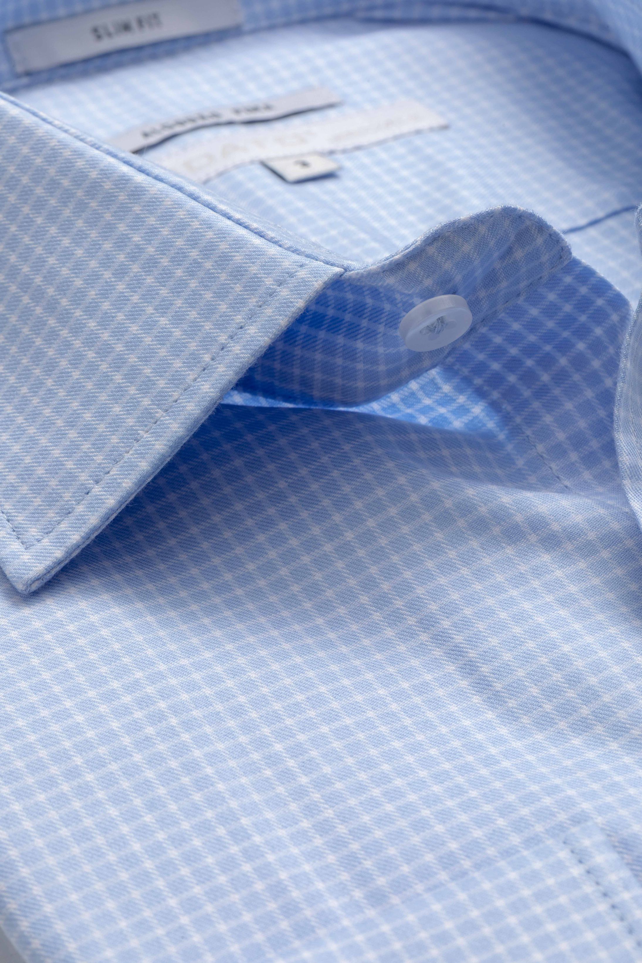 Camisa Manga Longa Slim fit Pima Cotton Azul Quadriculado