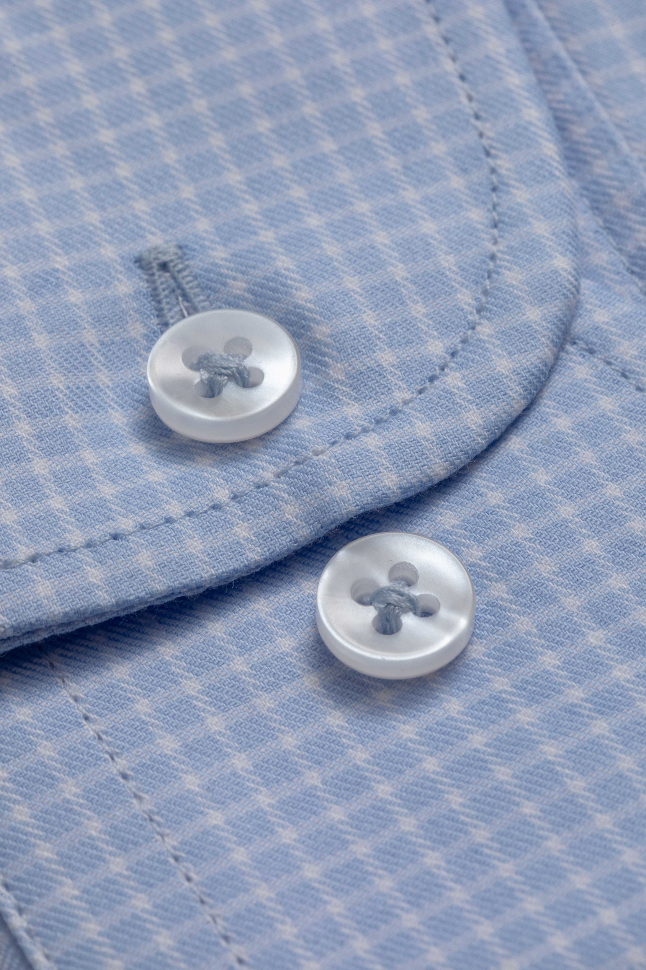 Camisa Manga Longa Slim fit Pima Cotton Azul Quadriculado