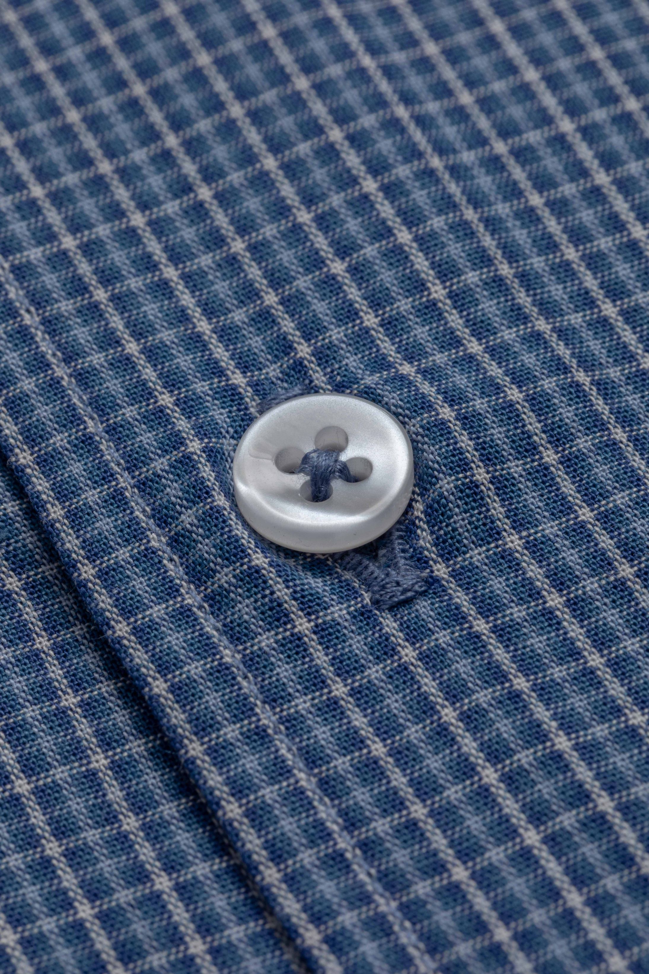 Camisa Manga Longa Slim fit Xadrez Azul