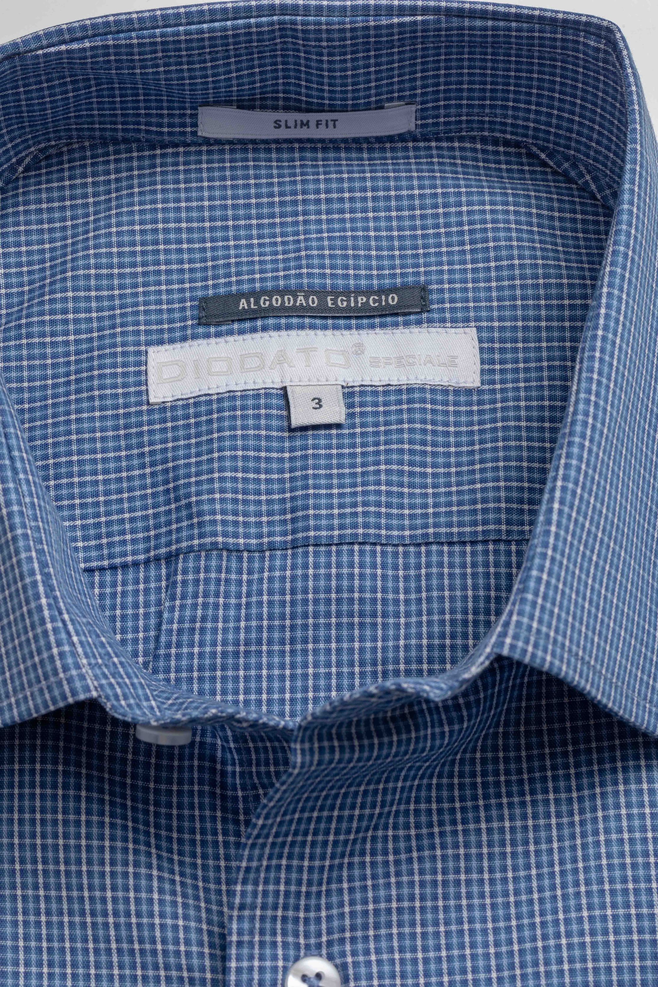 Camisa Manga Longa Slim fit Xadrez Azul