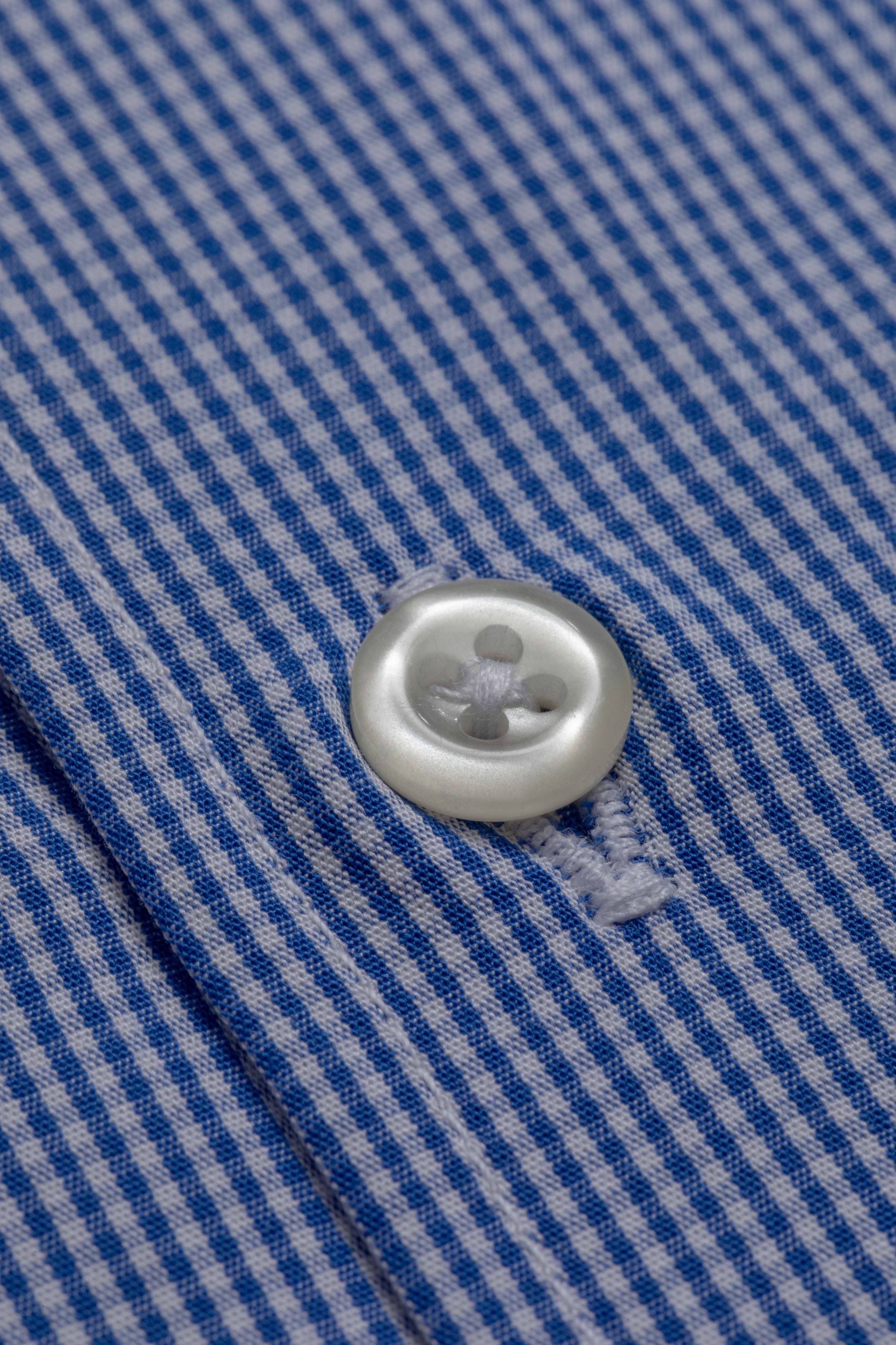 Camisa Manga Longa Slim fit Quadriculada Azul