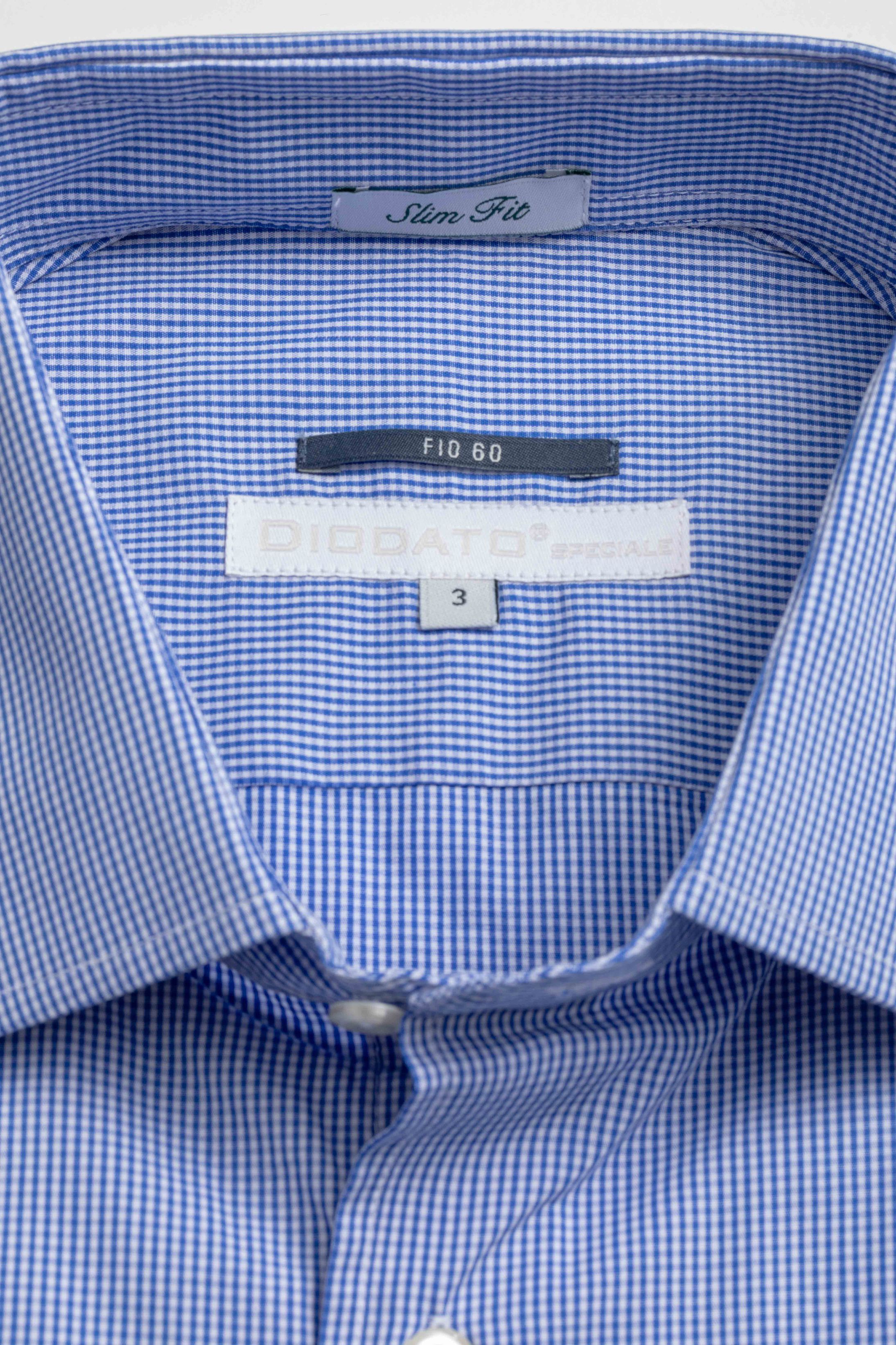 Camisa Manga Longa Slim fit Quadriculada Azul