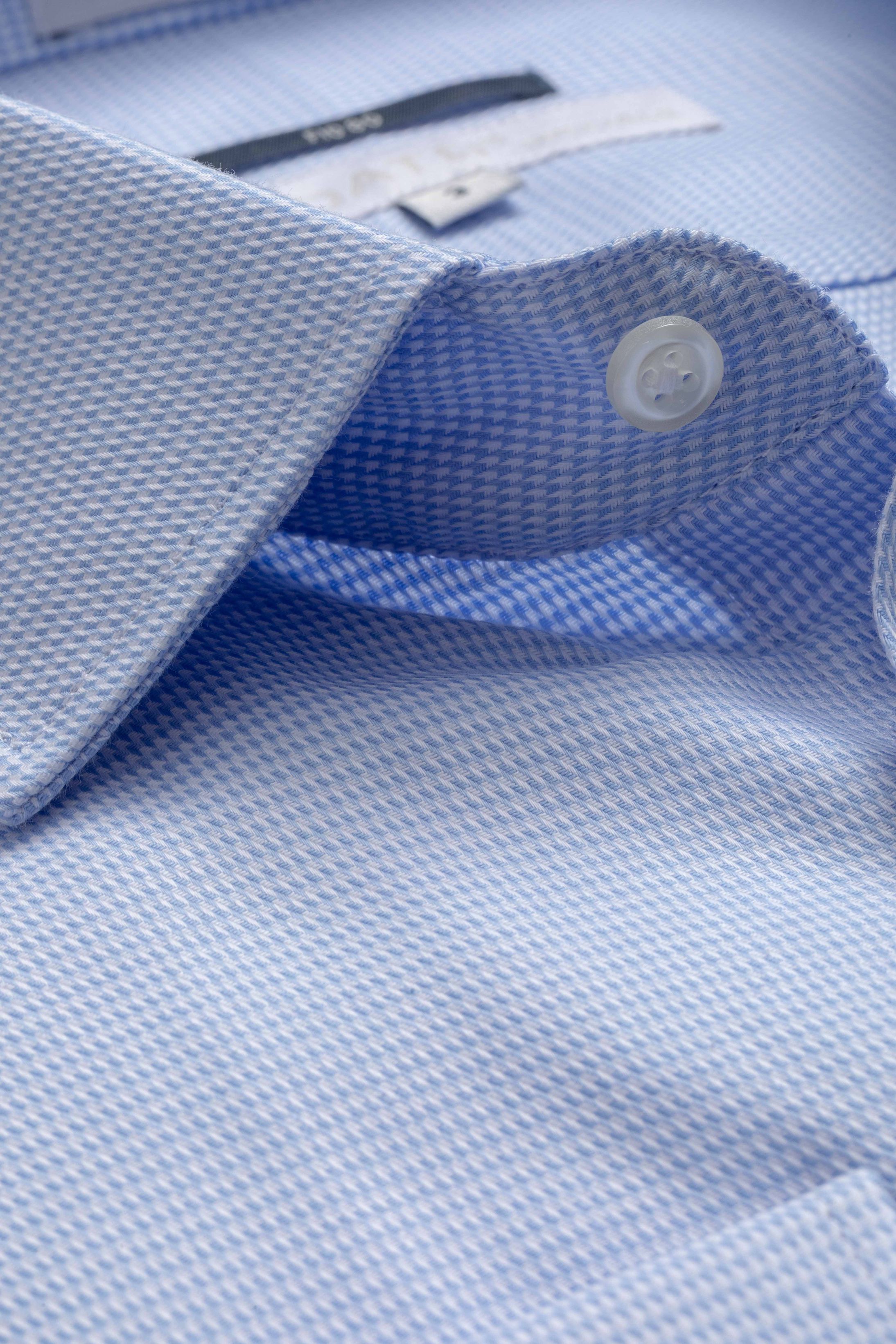 Camisa Manga Longa Slim fit Fio 80 Azul Claro 