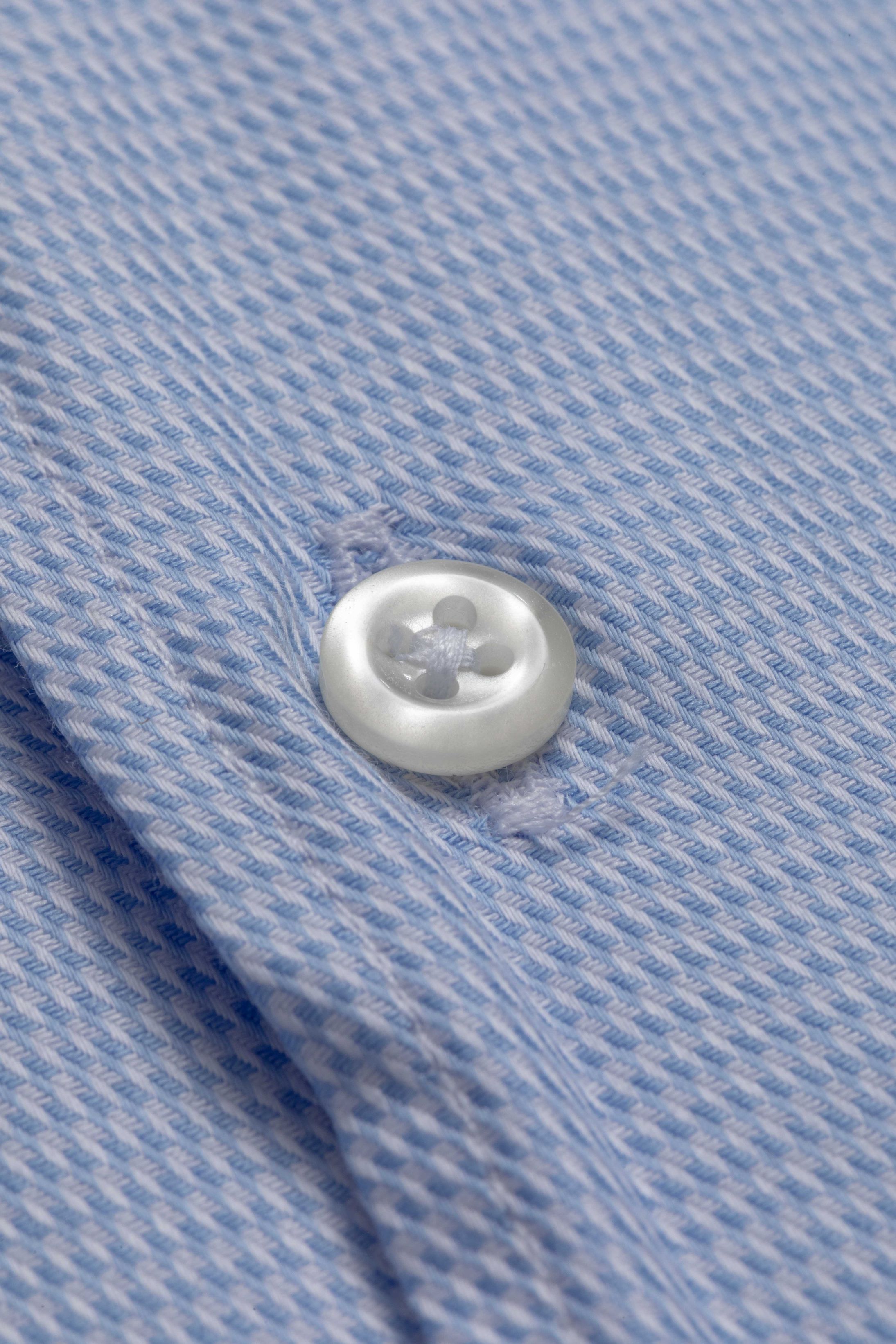 Camisa Manga Longa Slim fit Fio 80 Azul Claro 