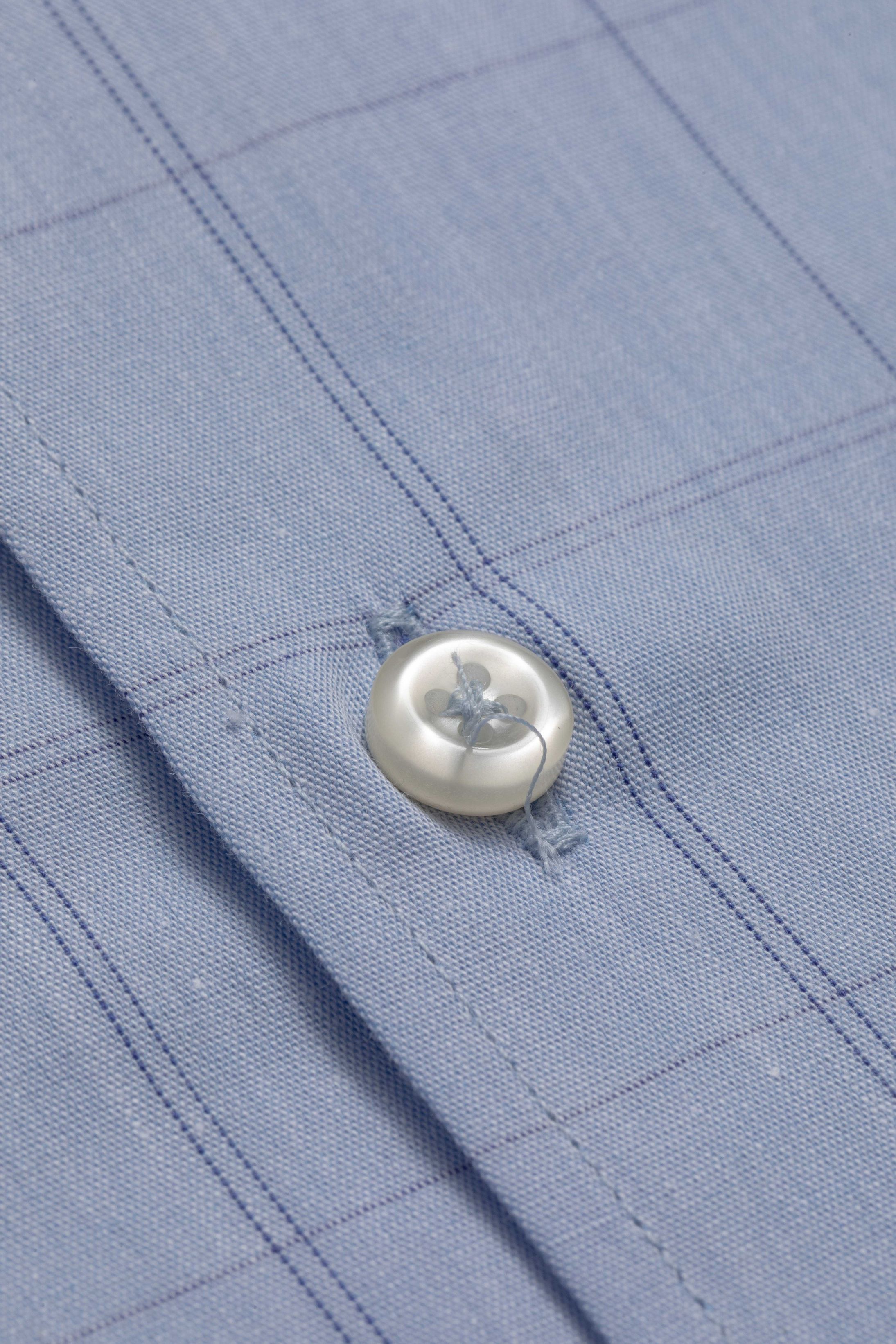 Camisa Manga Longa Slim fit Quadriculado azul