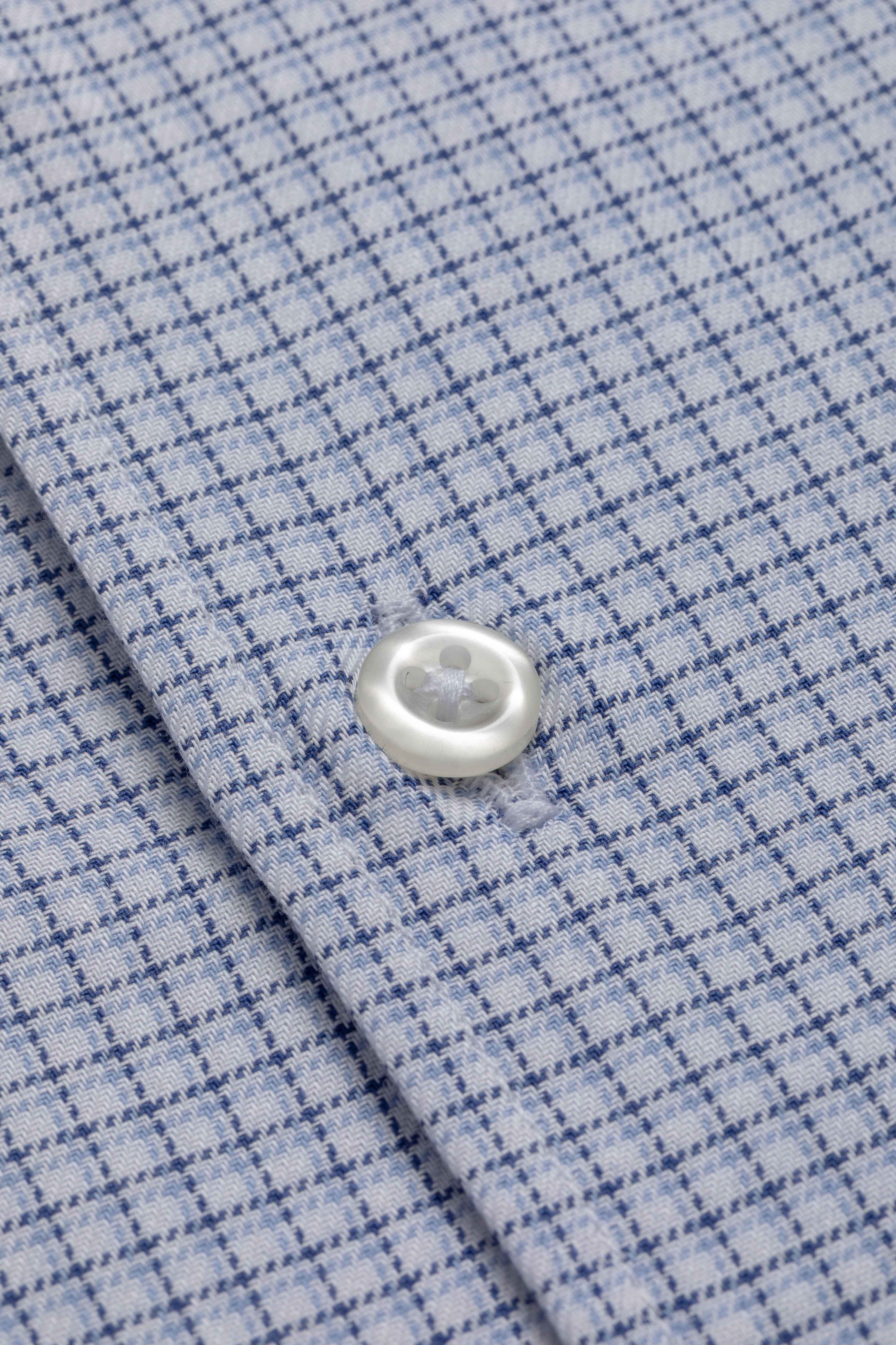 Camisa Manga Longa Slim fit Quadriculado Azul