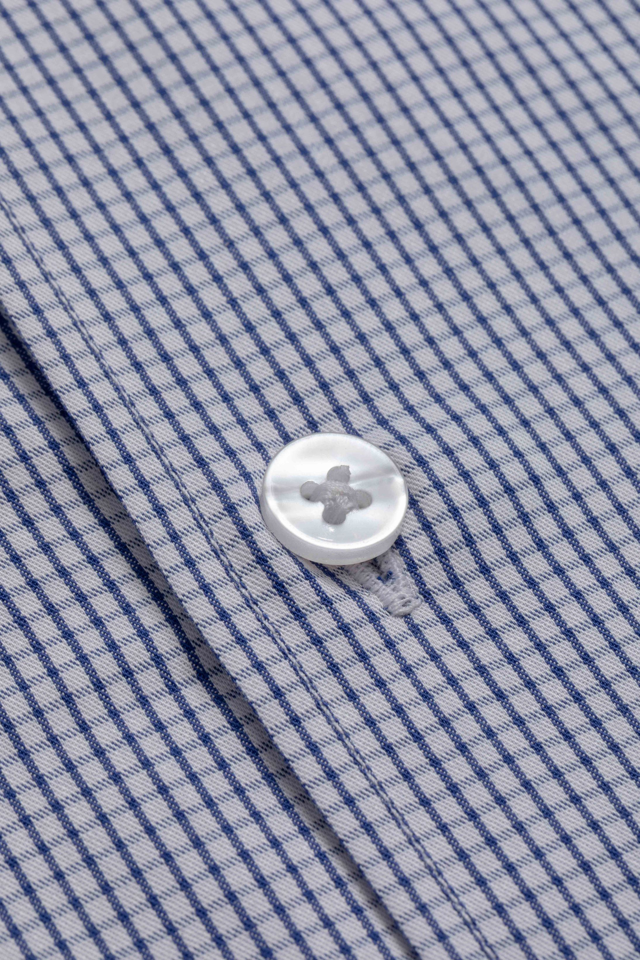 Camisa Manga Longa Regular Quadriculado Marinho