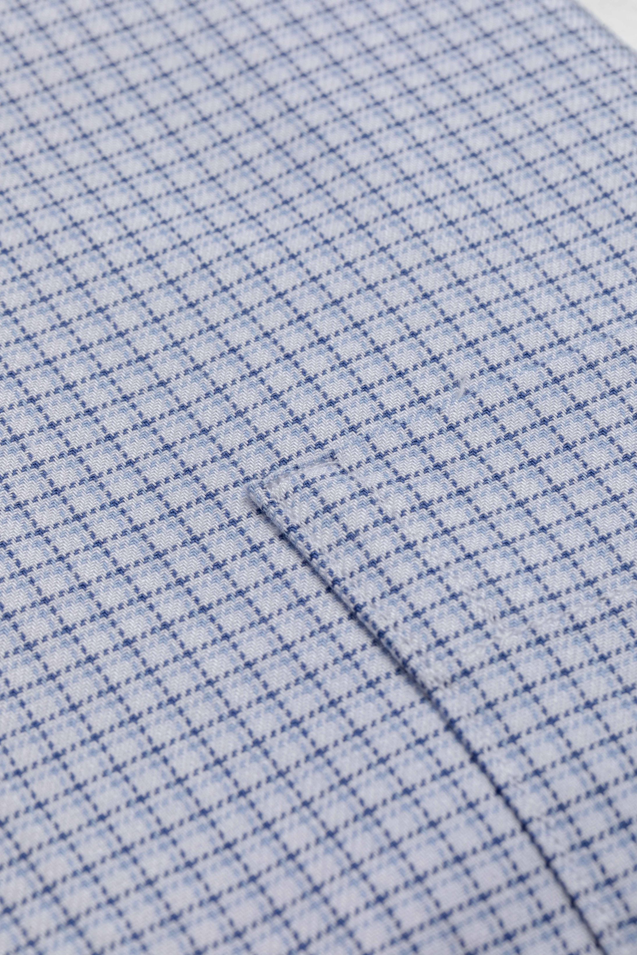 Camisa Manga Longa Regular Quadriculado Azul