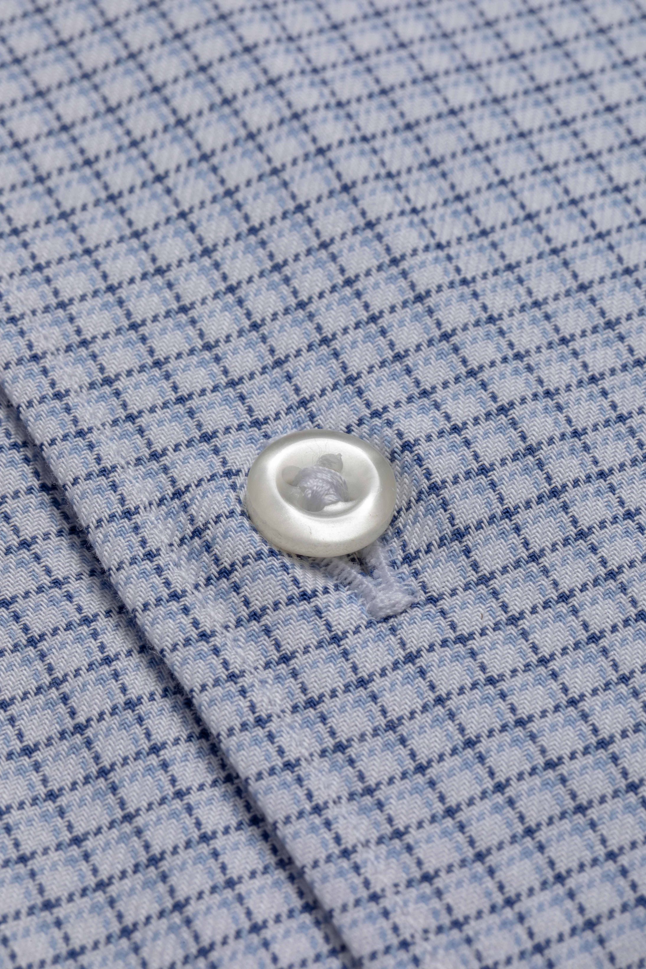 Camisa Manga Longa Regular Quadriculado Azul