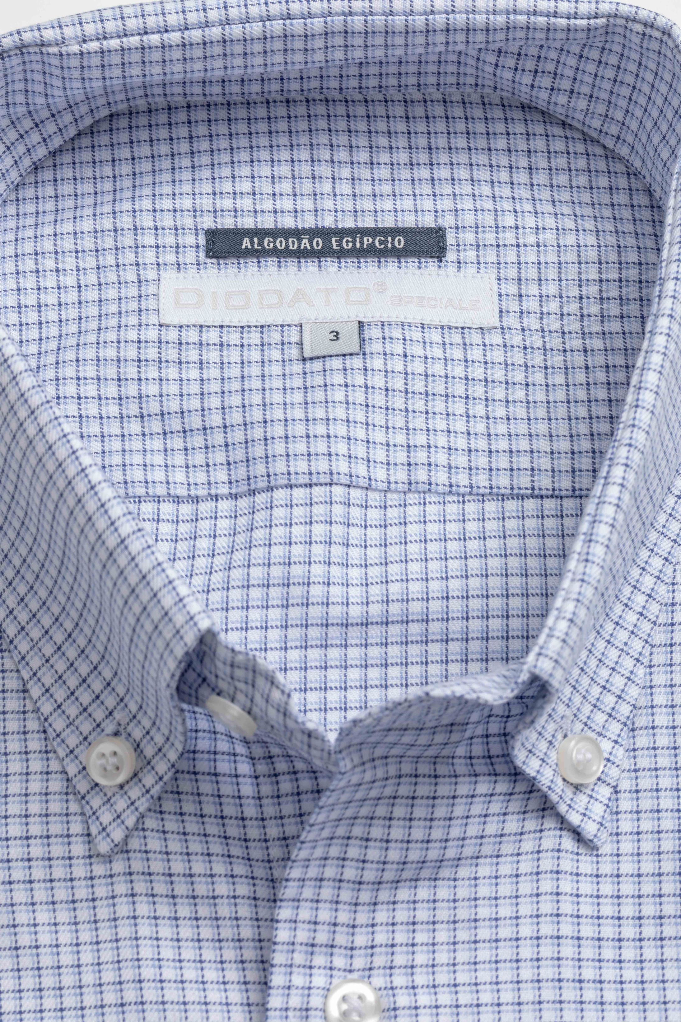 Camisa Manga Longa Regular Quadriculado Azul