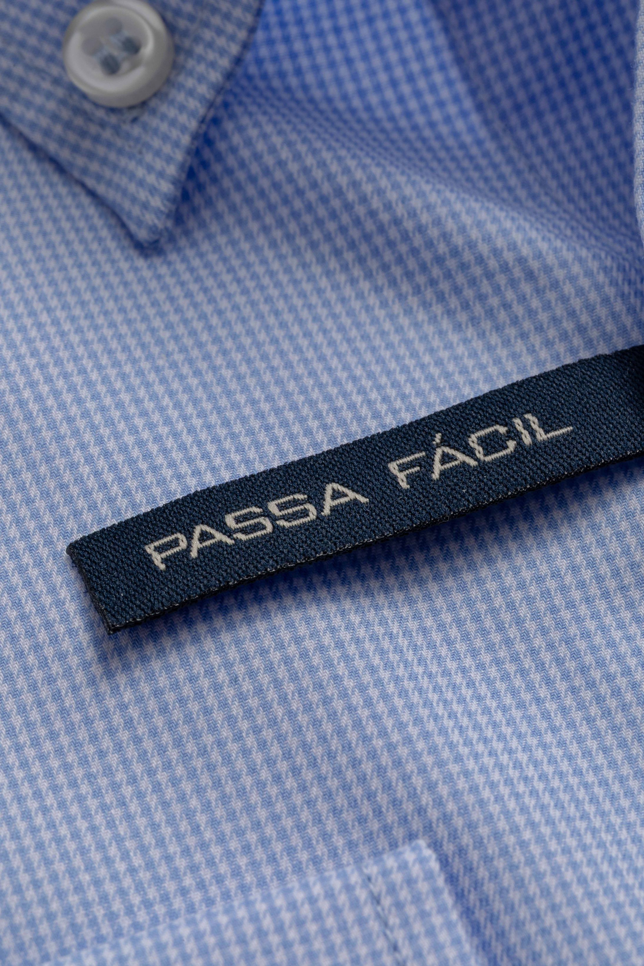 Camisa Manga Longa Regular Azul Claro Quadriculado 