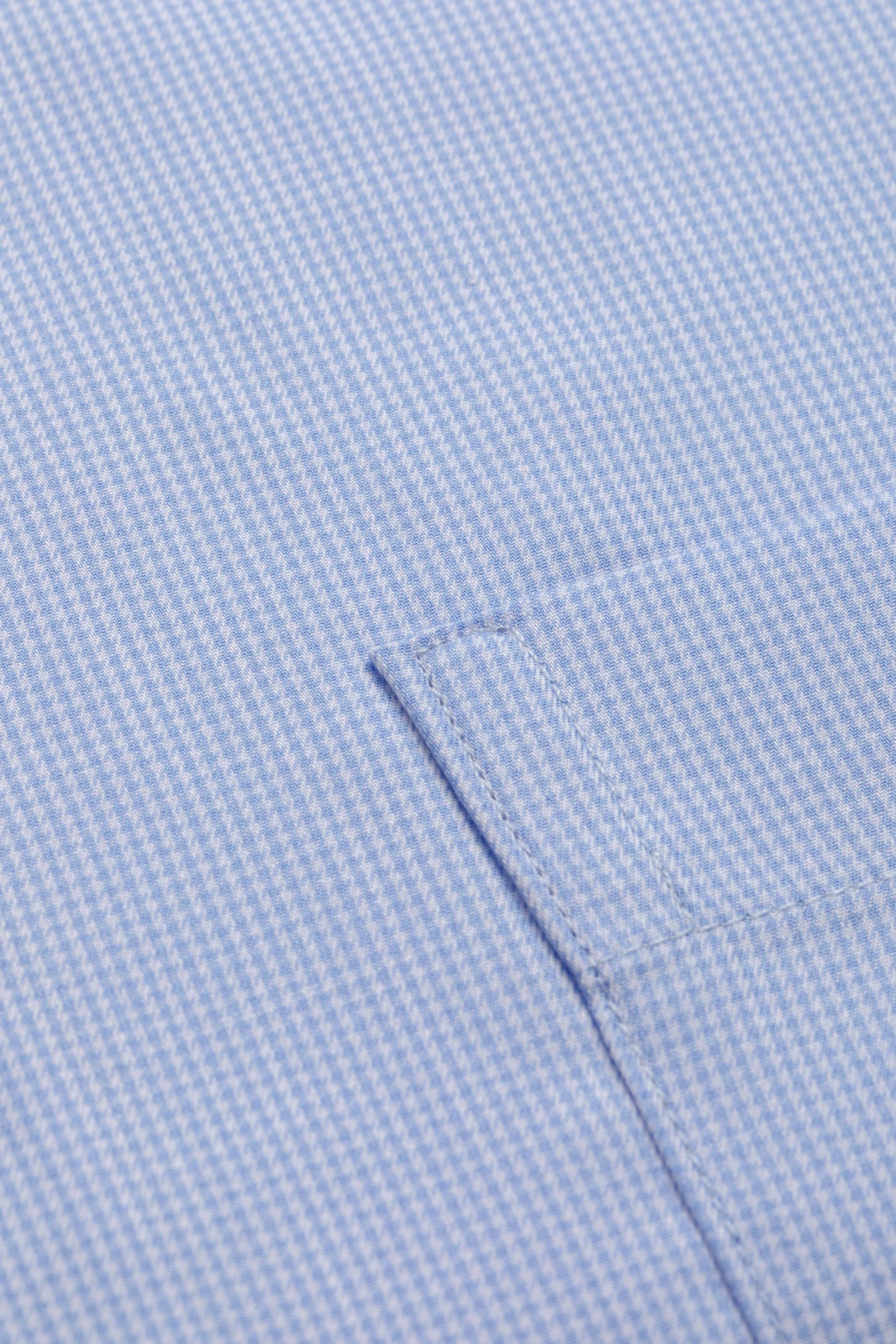 Camisa Manga Longa Regular Azul Claro Quadriculado 