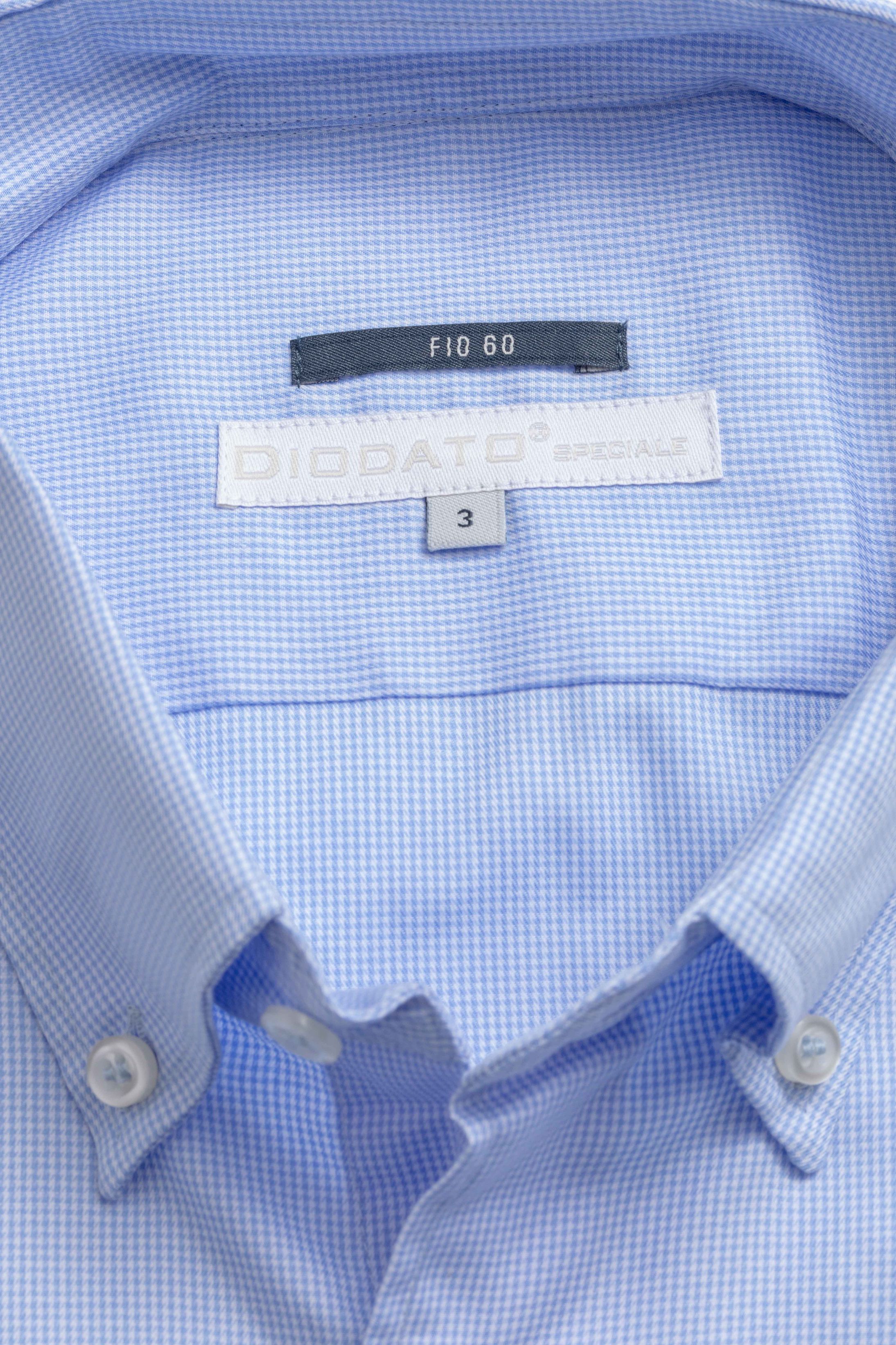 Camisa Manga Longa Regular Azul Claro Quadriculado 