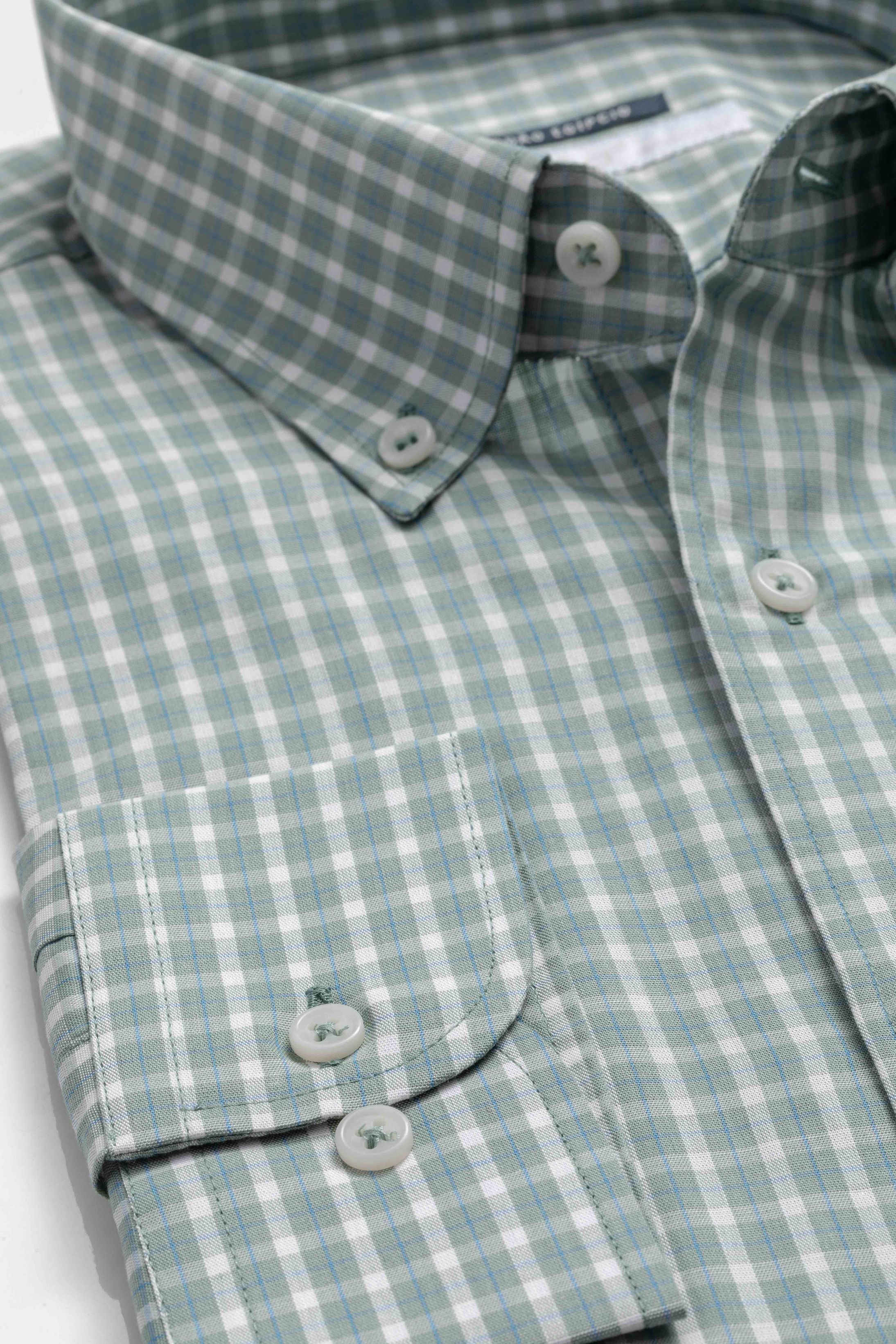 Camisa Manga Longa Regular Xadrez Verde