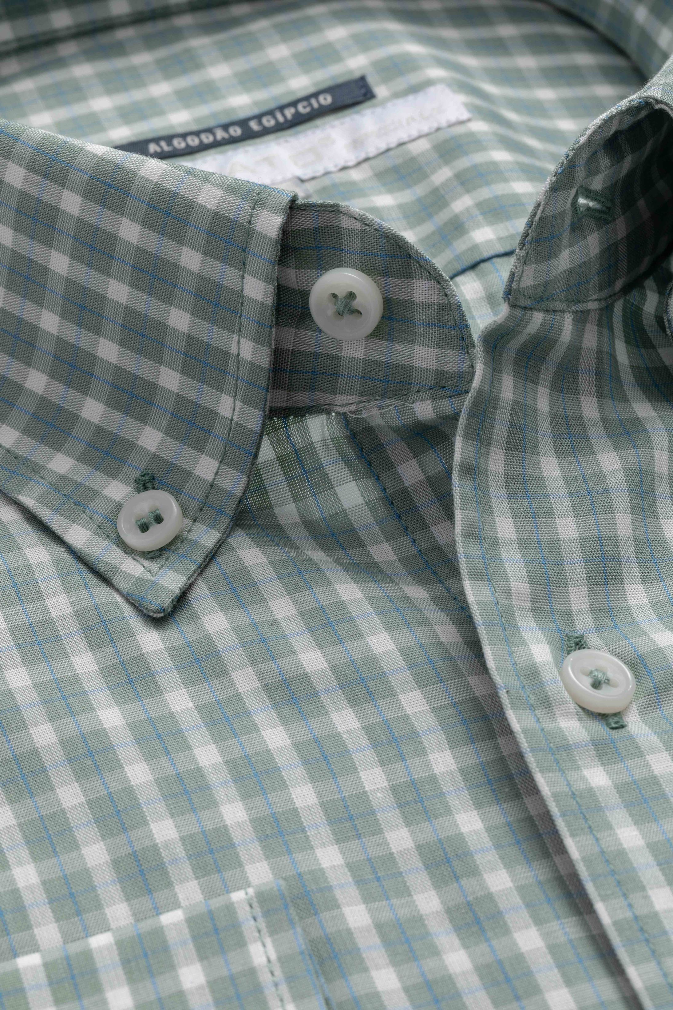 Camisa Manga Longa Regular Xadrez Verde