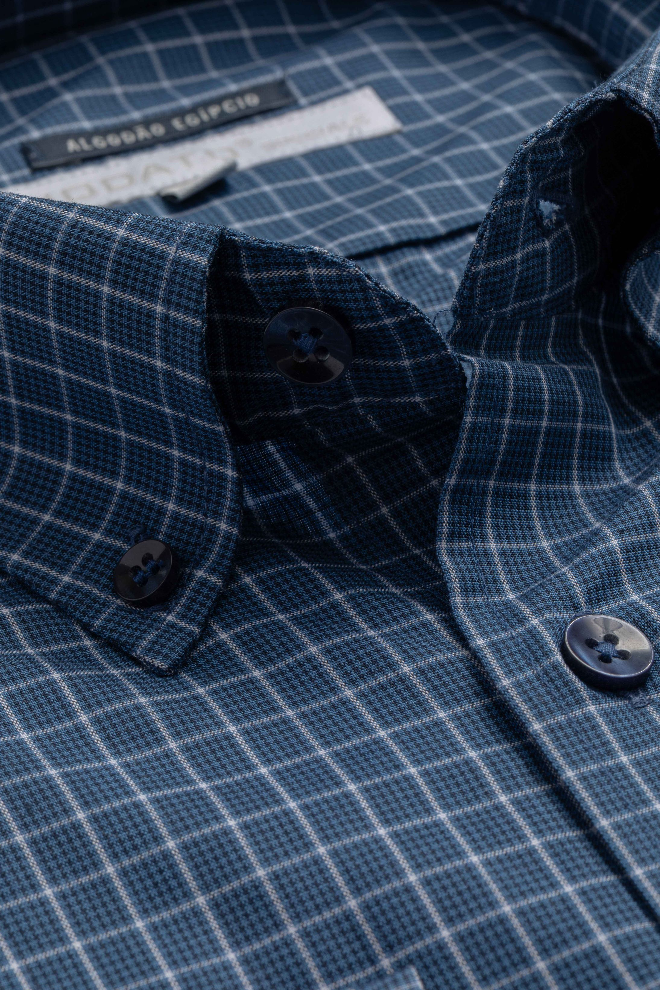 Camisa Manga Longa Regular Quadriculado Marinho