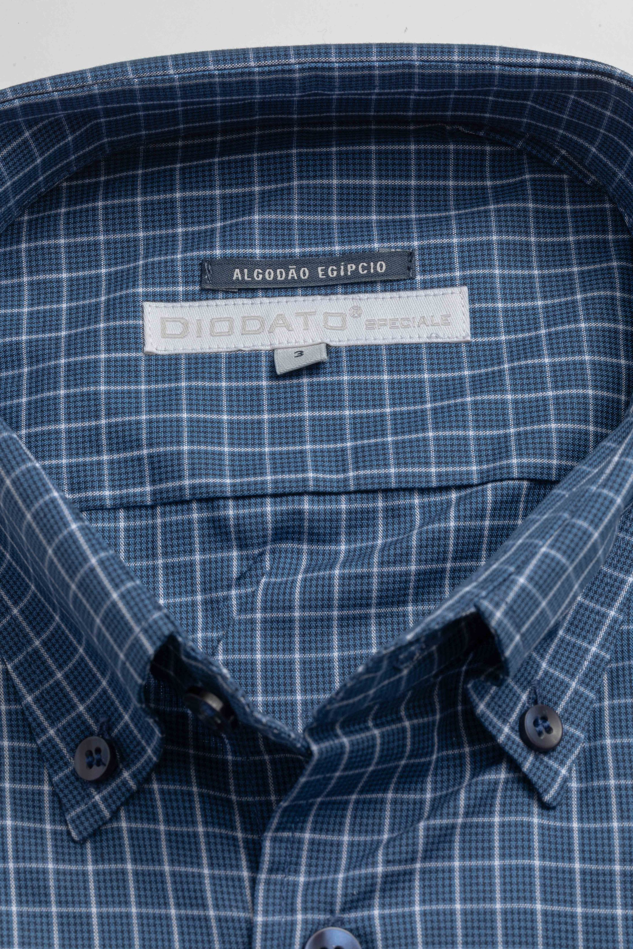 Camisa Manga Longa Regular Quadriculado Marinho