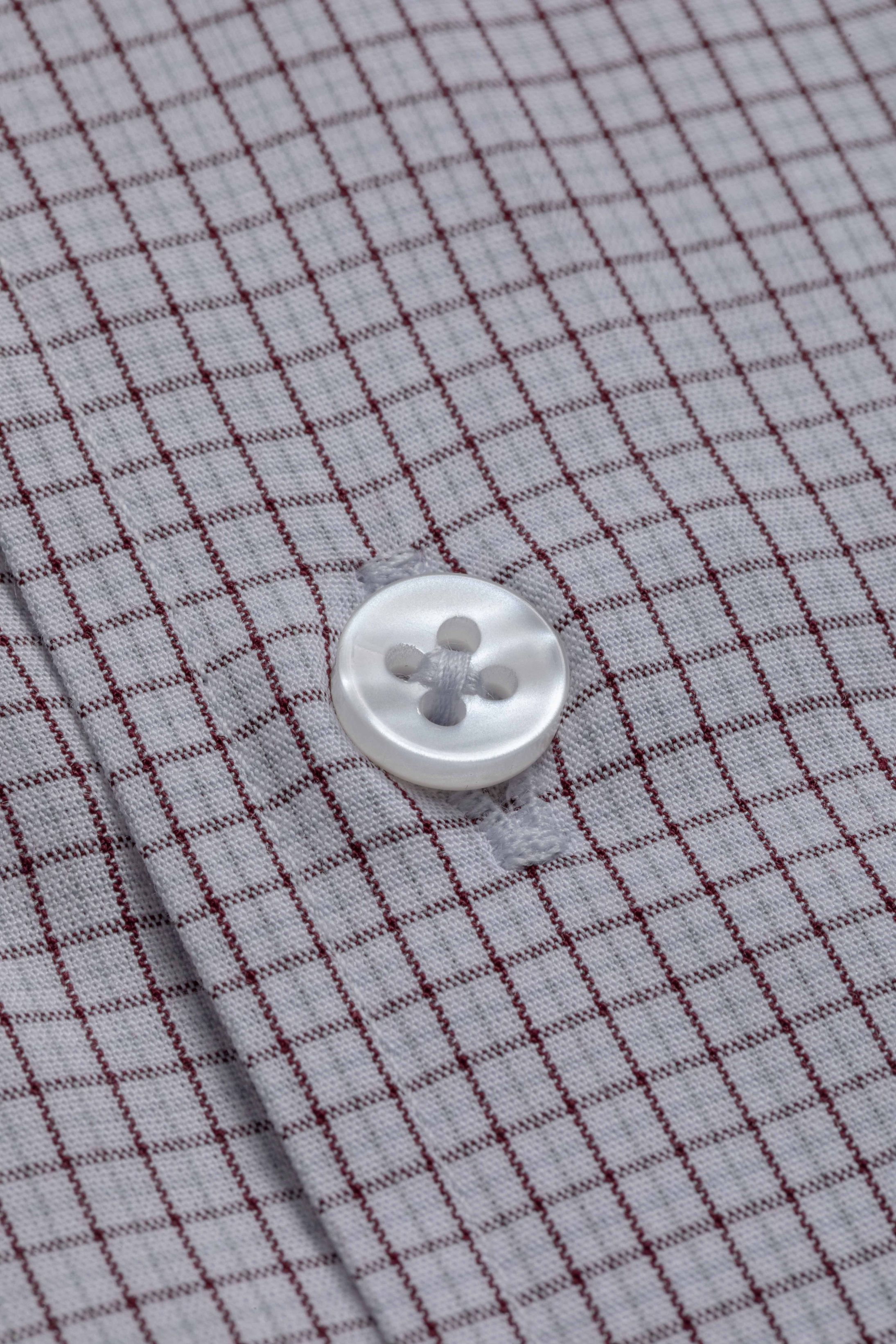 Camisa Manga Longa Slim fit Branco Quadriculado Marrom