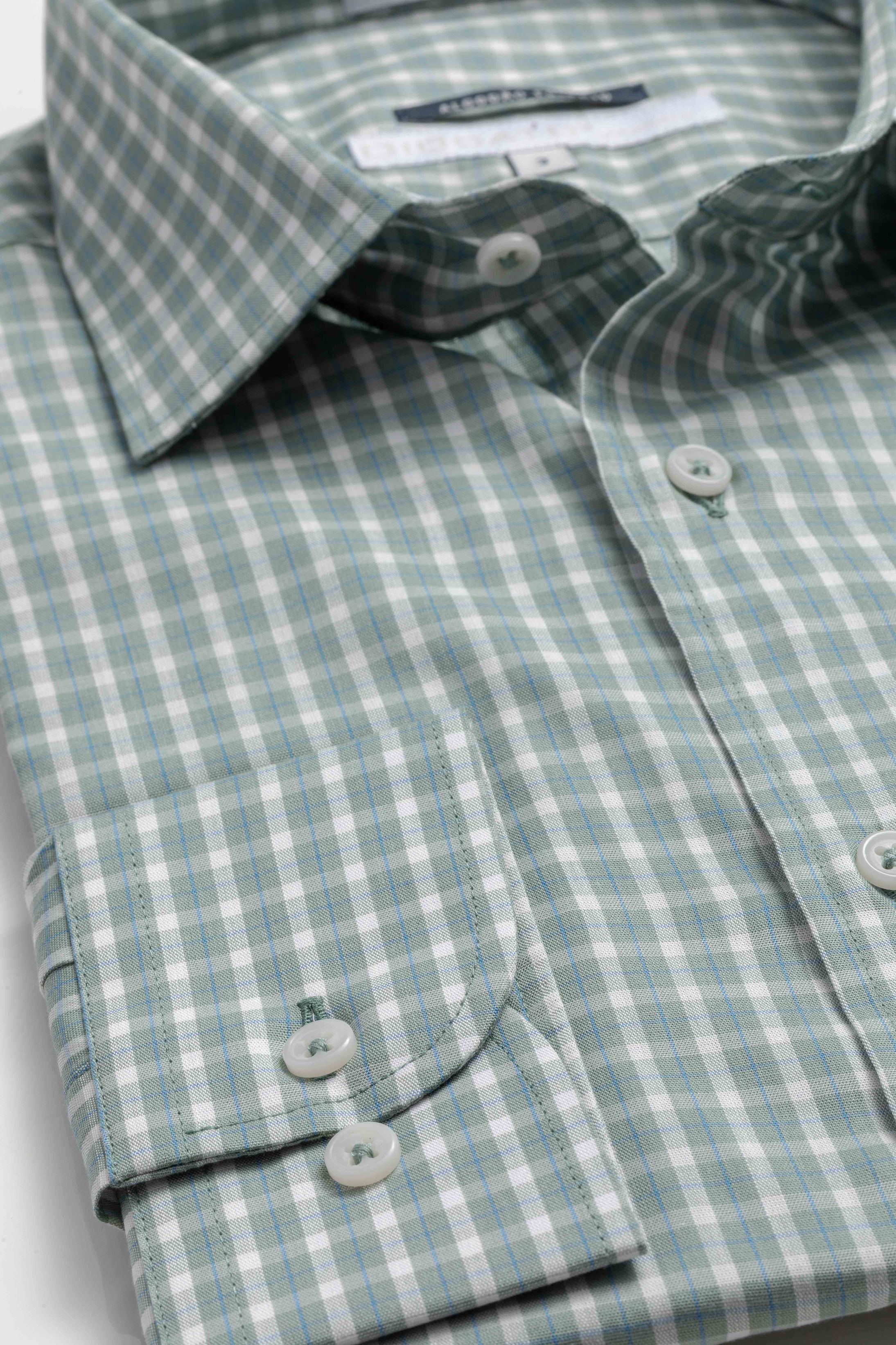 Camisa Manga Longa Slim fit Xadrez Verde