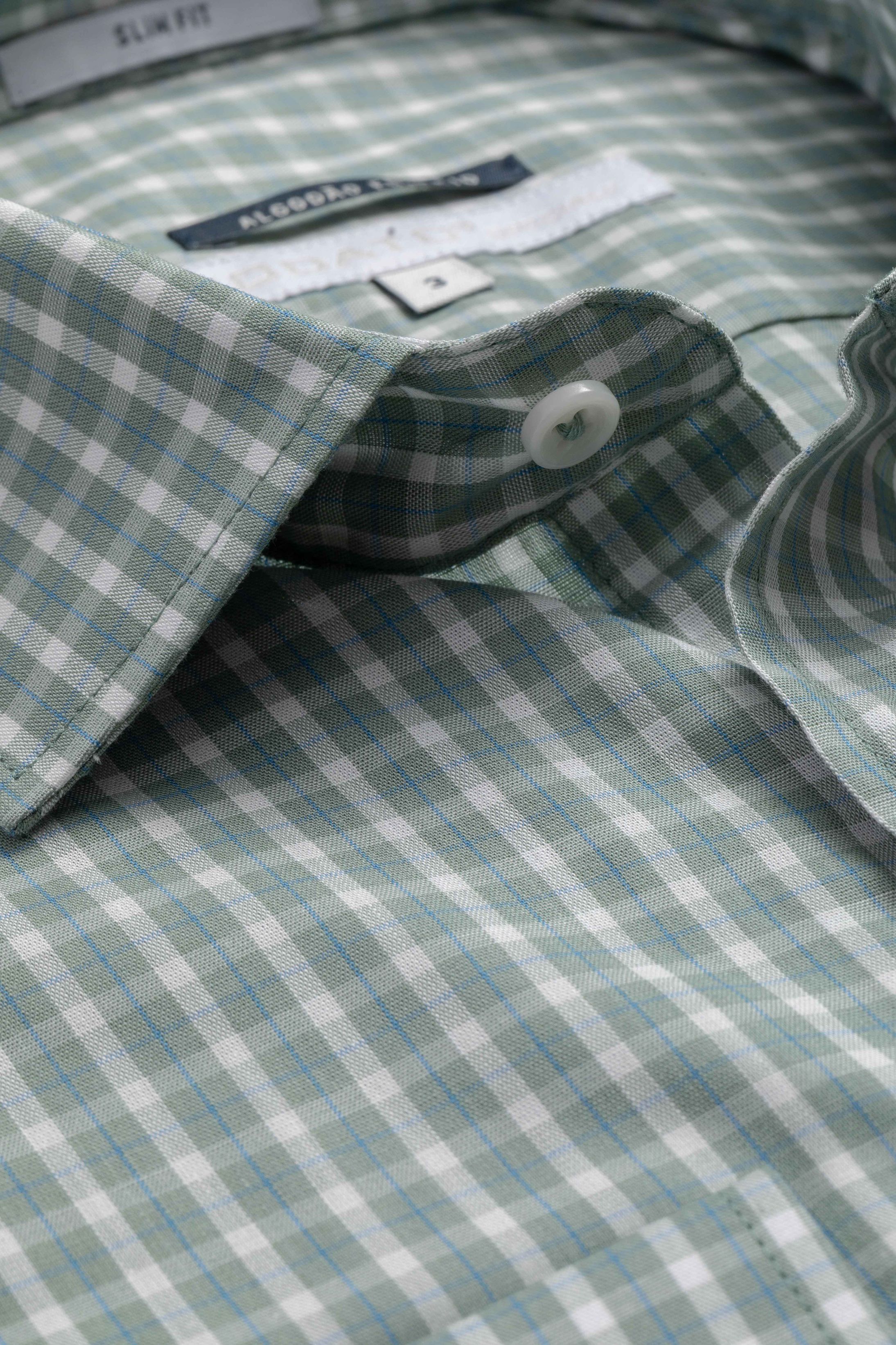 Camisa Manga Longa Slim fit Xadrez Verde