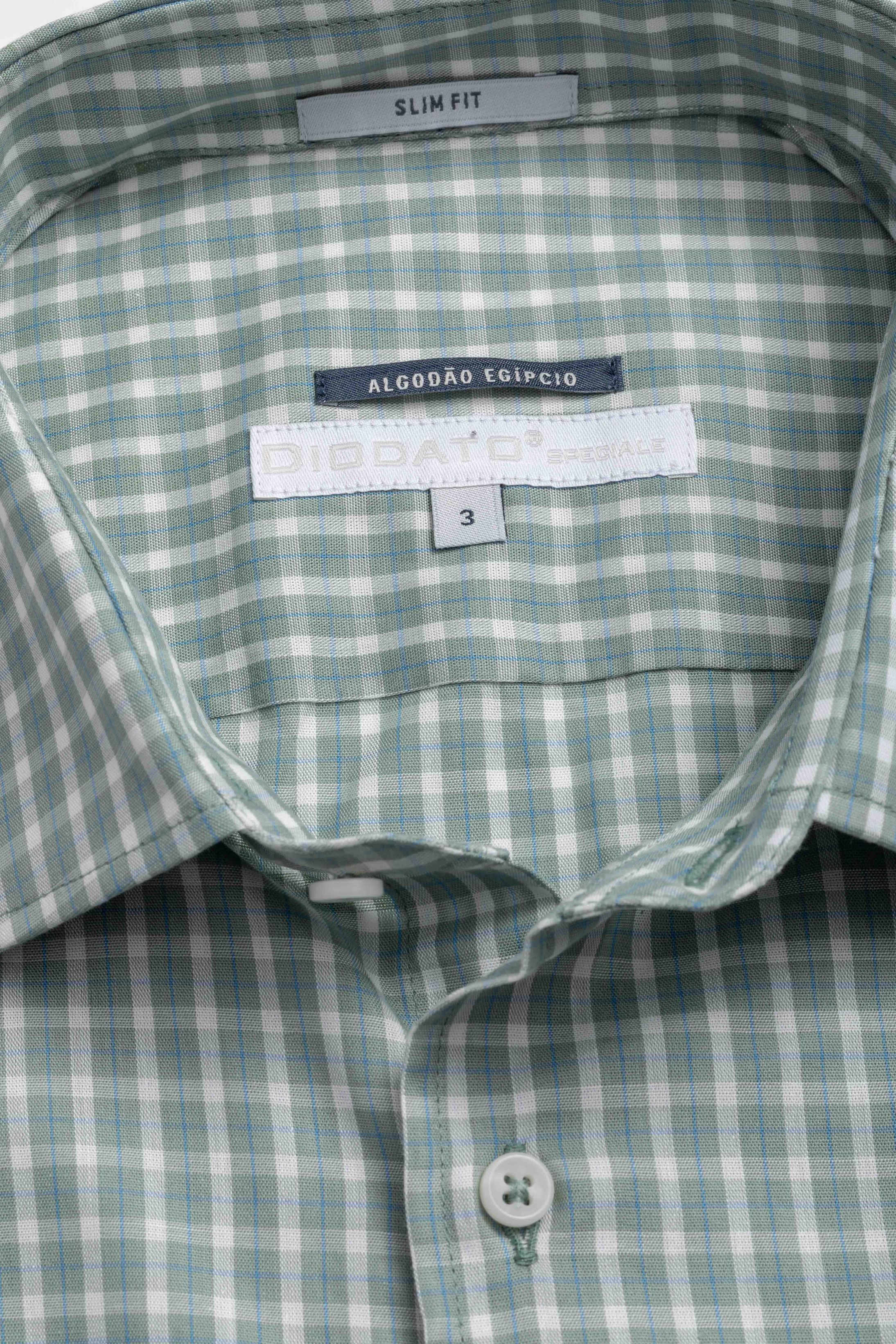 Camisa Manga Longa Slim fit Xadrez Verde