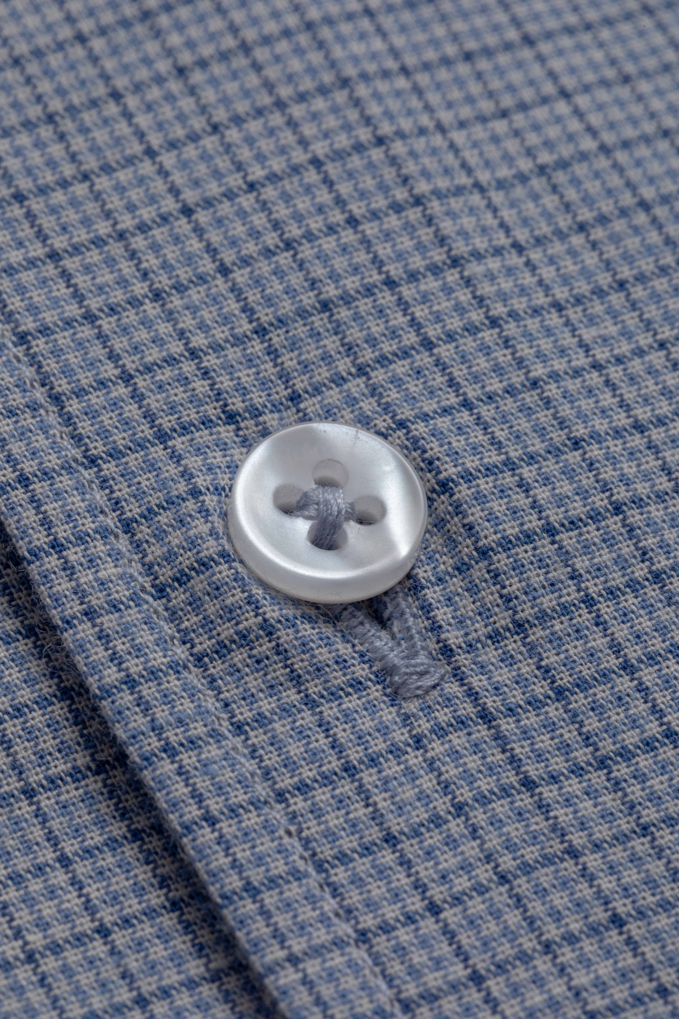 Camisa Manga Longa Slim fit Azul Quadriculado