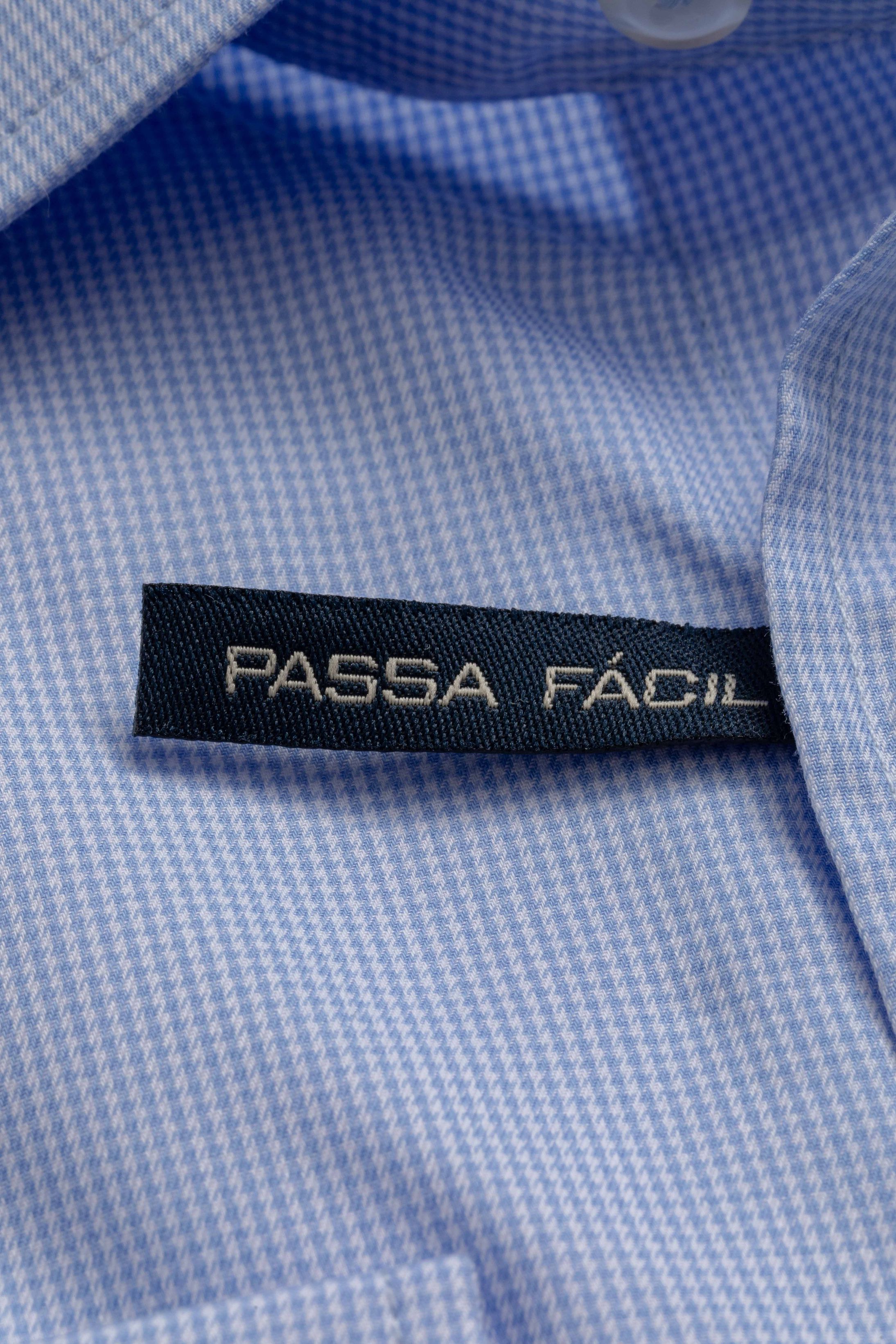 Camisa Manga Longa Slim fit Azul Claro Quadriculado