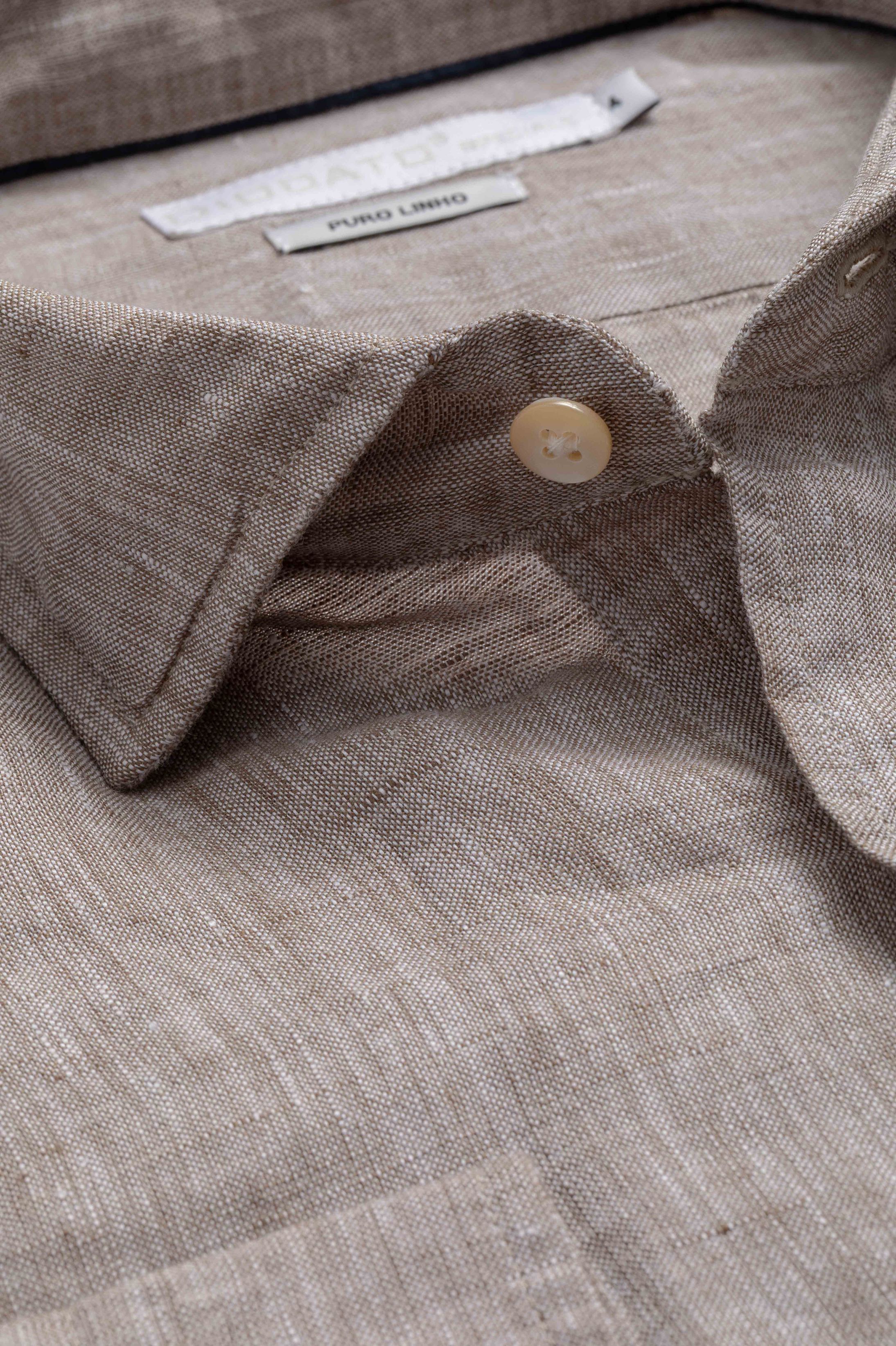 Camisa Manga Longa Regular Linho Marrom