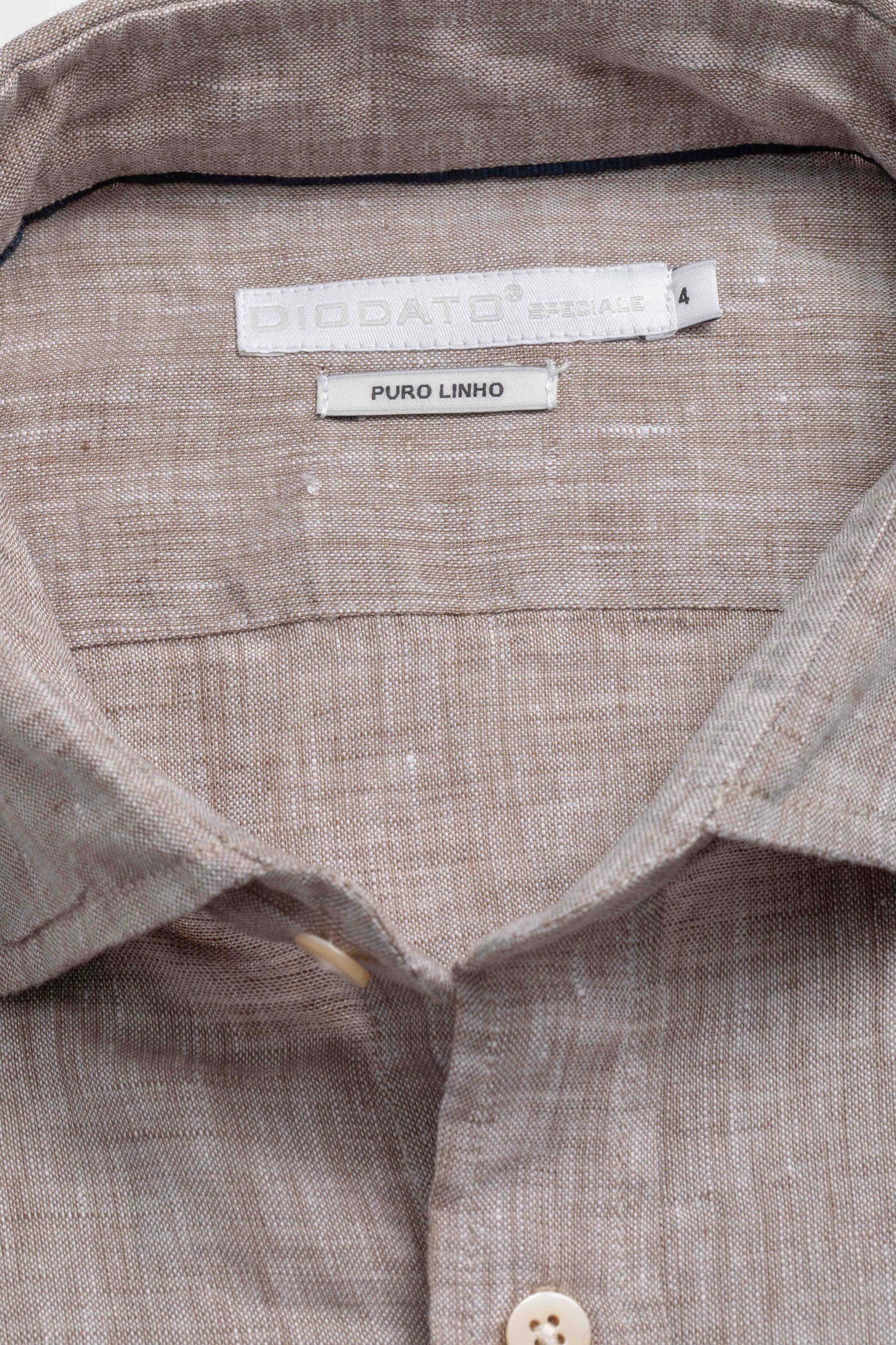 Camisa Manga Longa Regular Linho Marrom