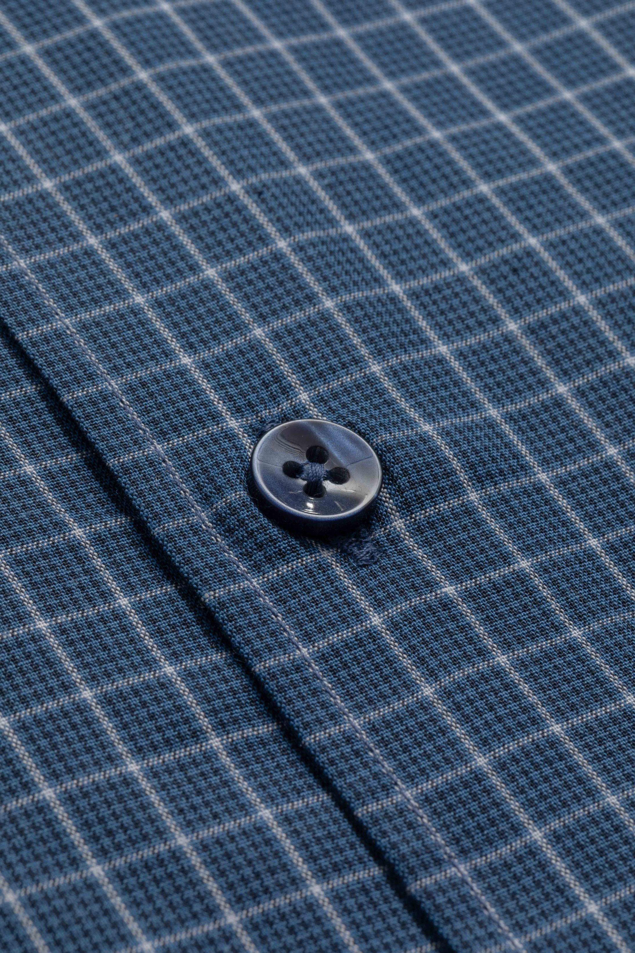 Camisa Manga Longa Slim fit Quadriculdo Marinho