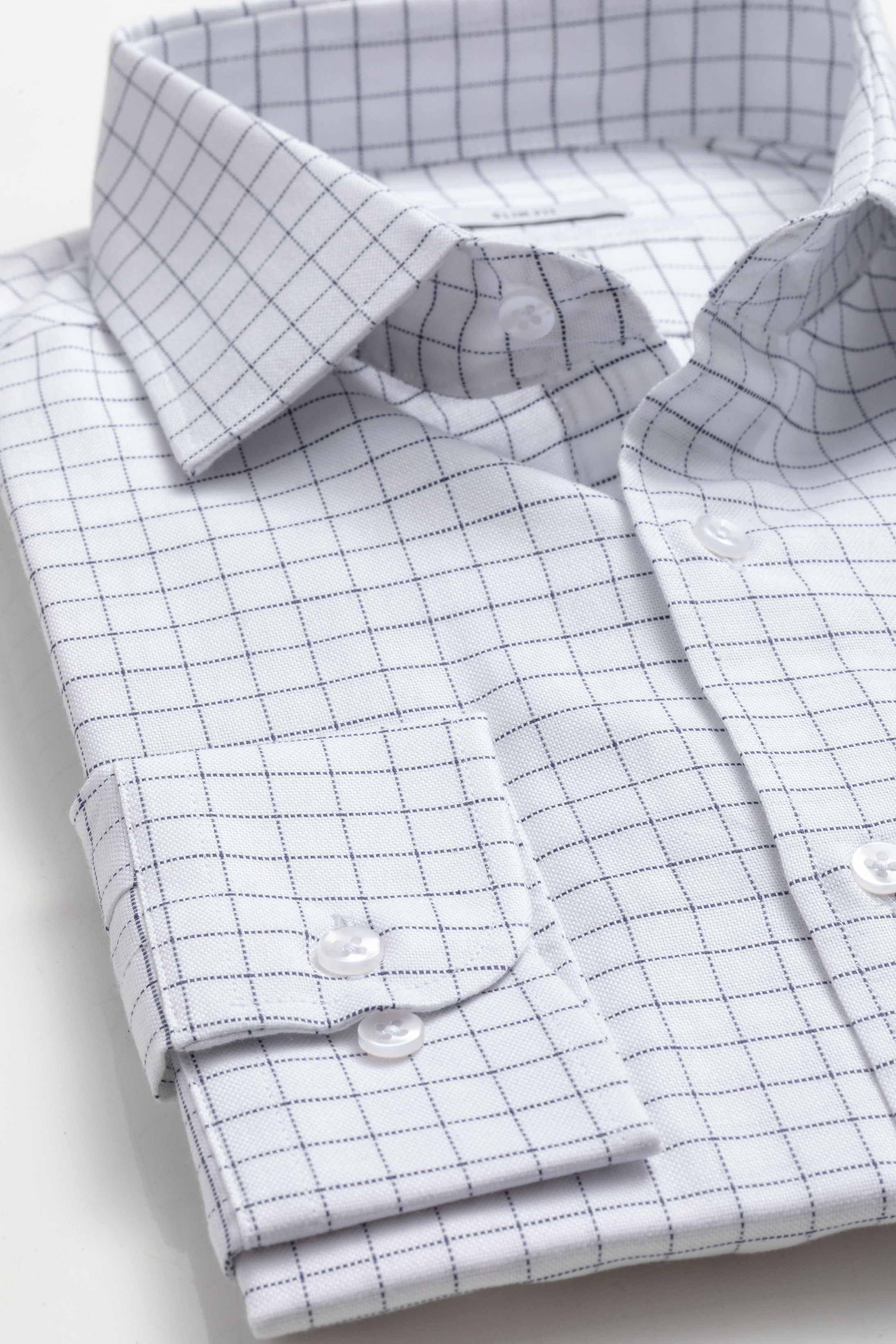 Camisa Manga Longa Slim fit Xadrez Azul - Diodato Alfaiataria