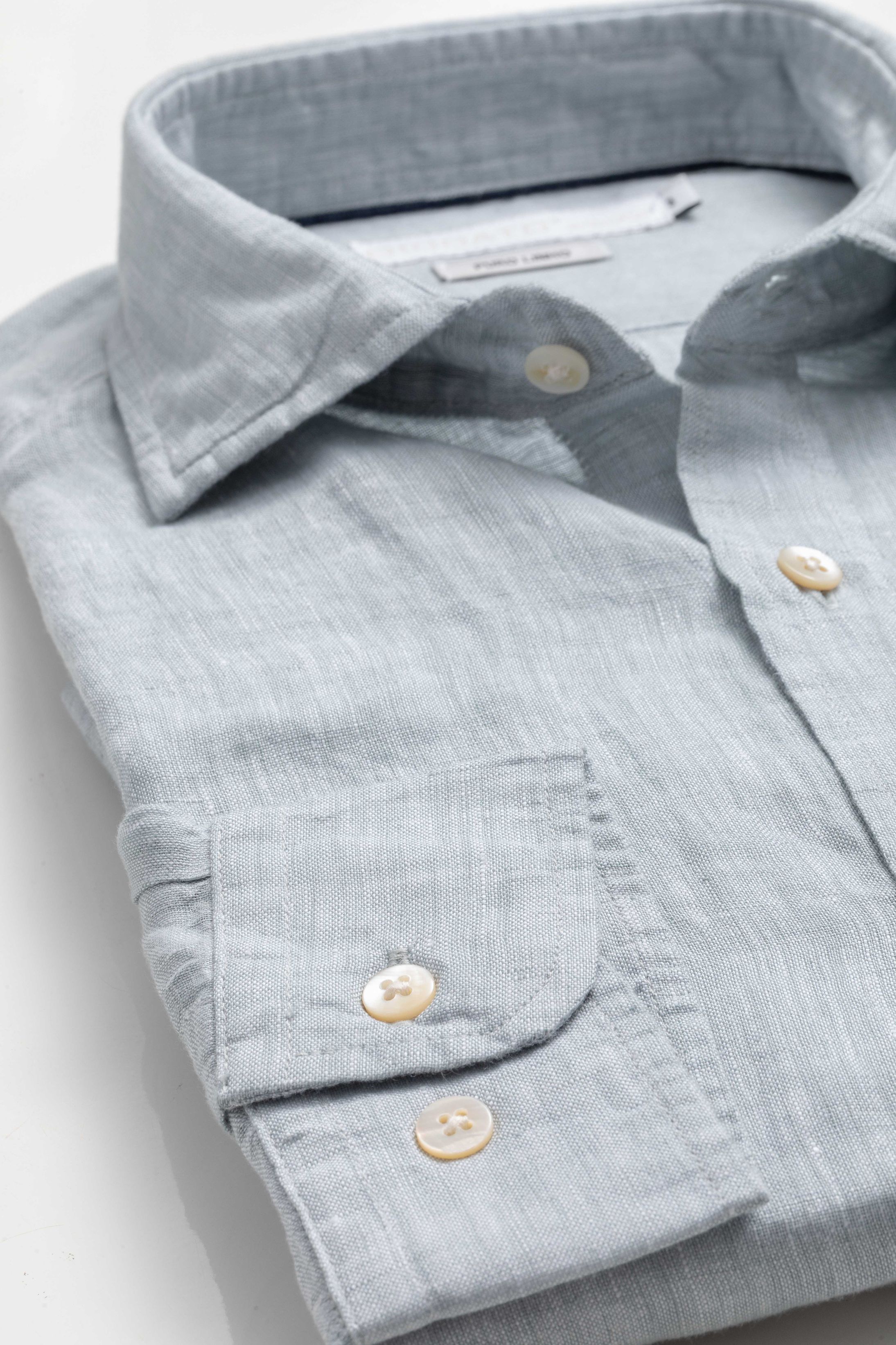 Camisa Manga Longa Regular Linho Verde Vintage - Diodato Alfaiataria