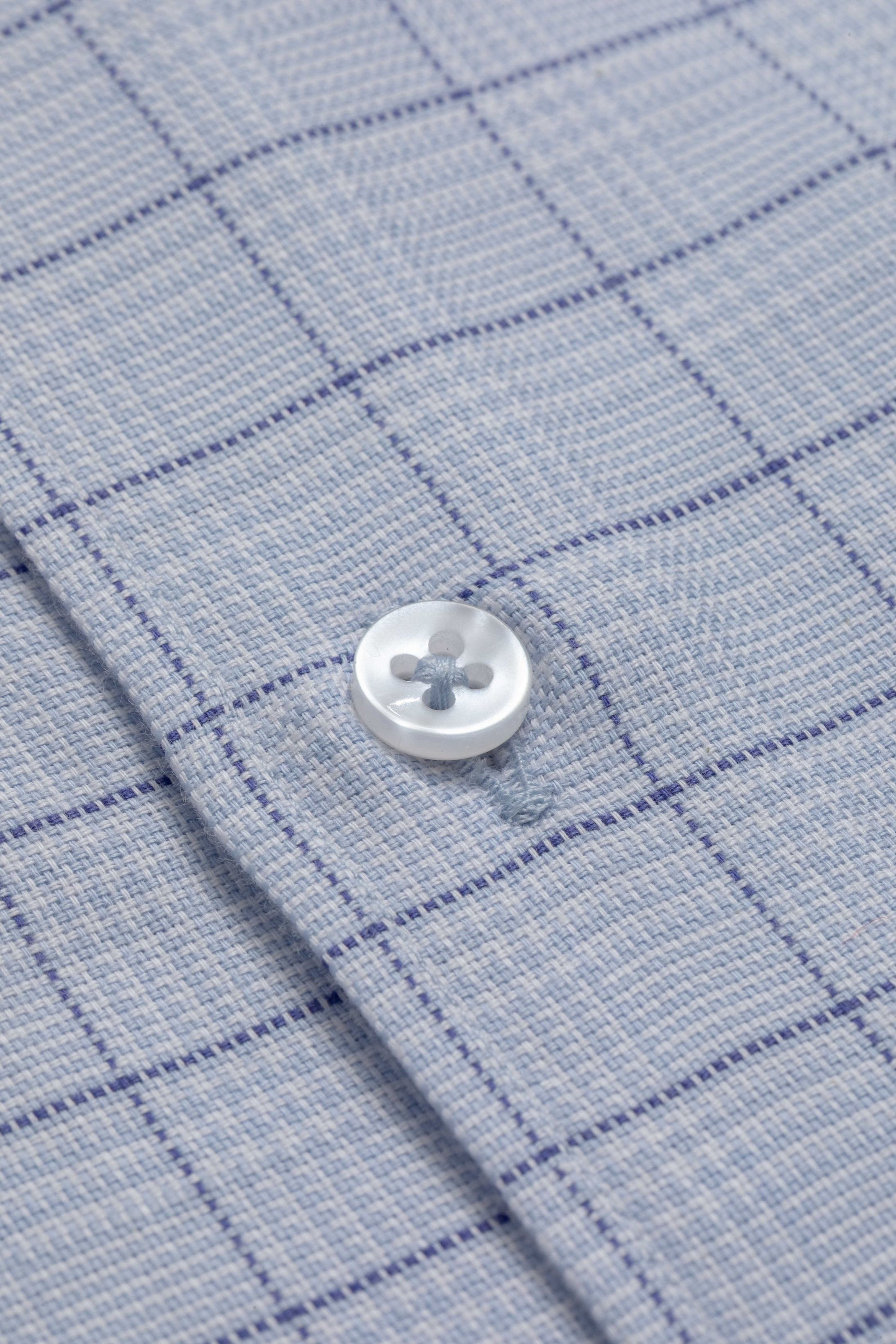 Camisa Manga Longa Slim fit Azul Xadrez