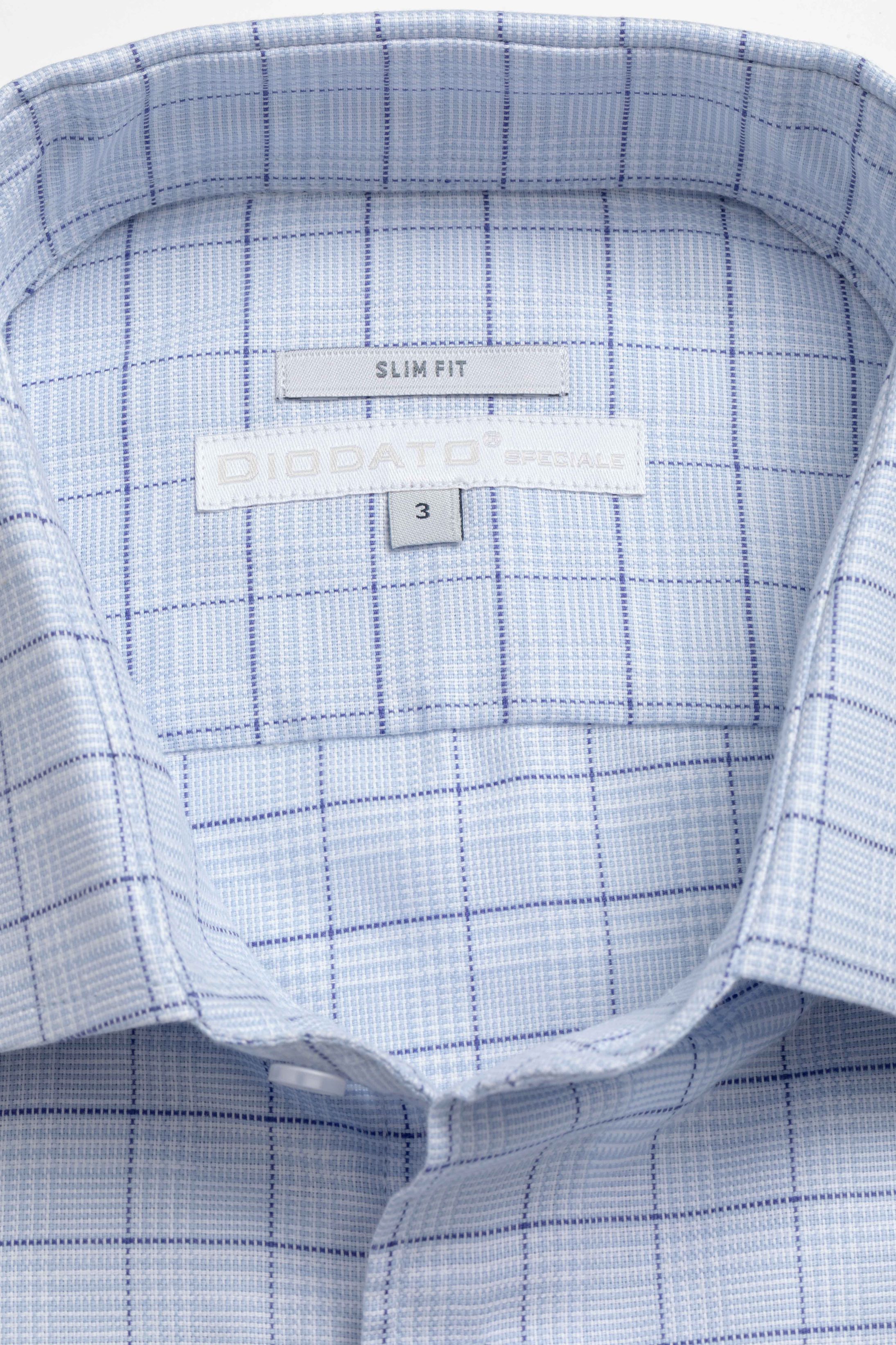 Camisa Manga Longa Slim fit Azul Xadrez