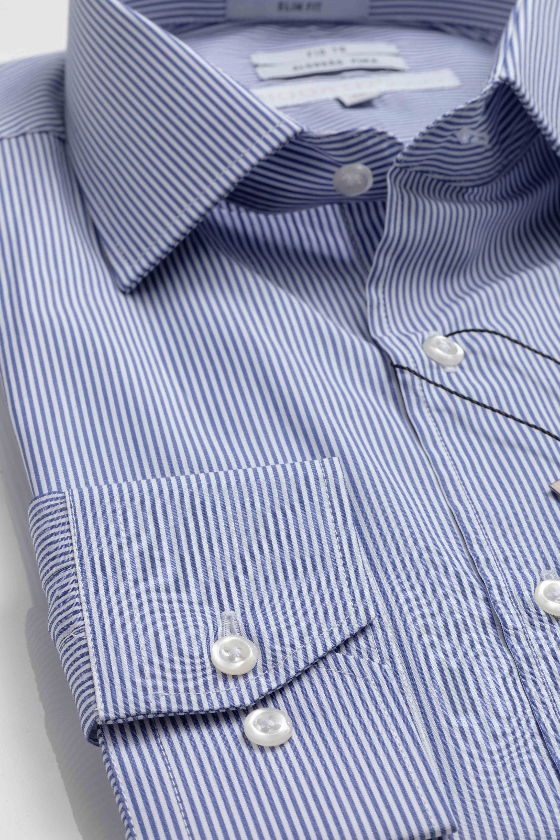 Camisa Social Slim fit Pimma Cotton Listrado Azul - Diodato Alfaiataria