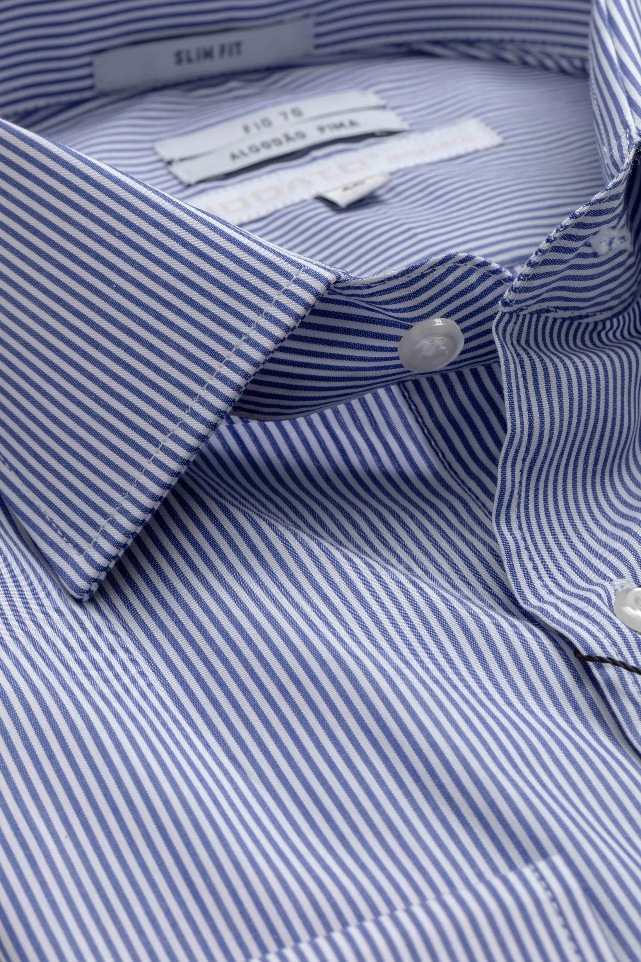 Camisa Social Slim fit Pimma Cotton Listrado Azul