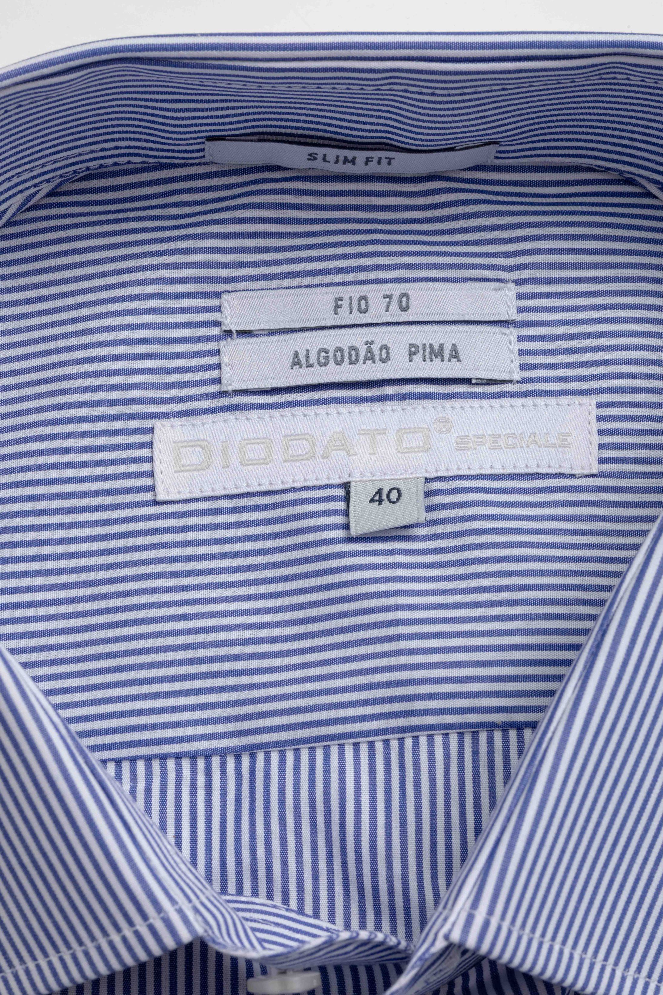 Camisa Social Slim fit Pimma Cotton Listrado Azul