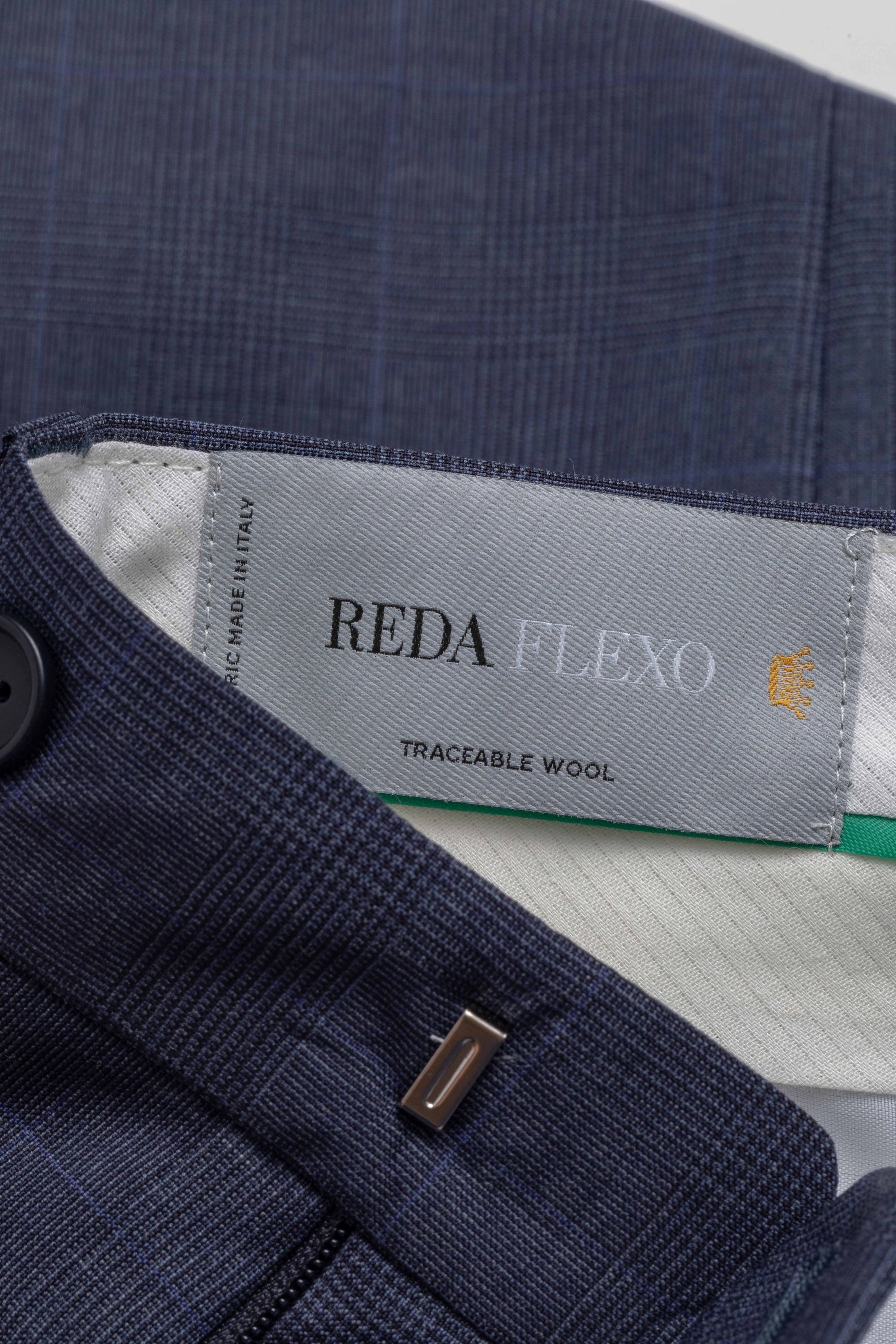 Costume Reda Super 110 Slim Window Pane Marinho 