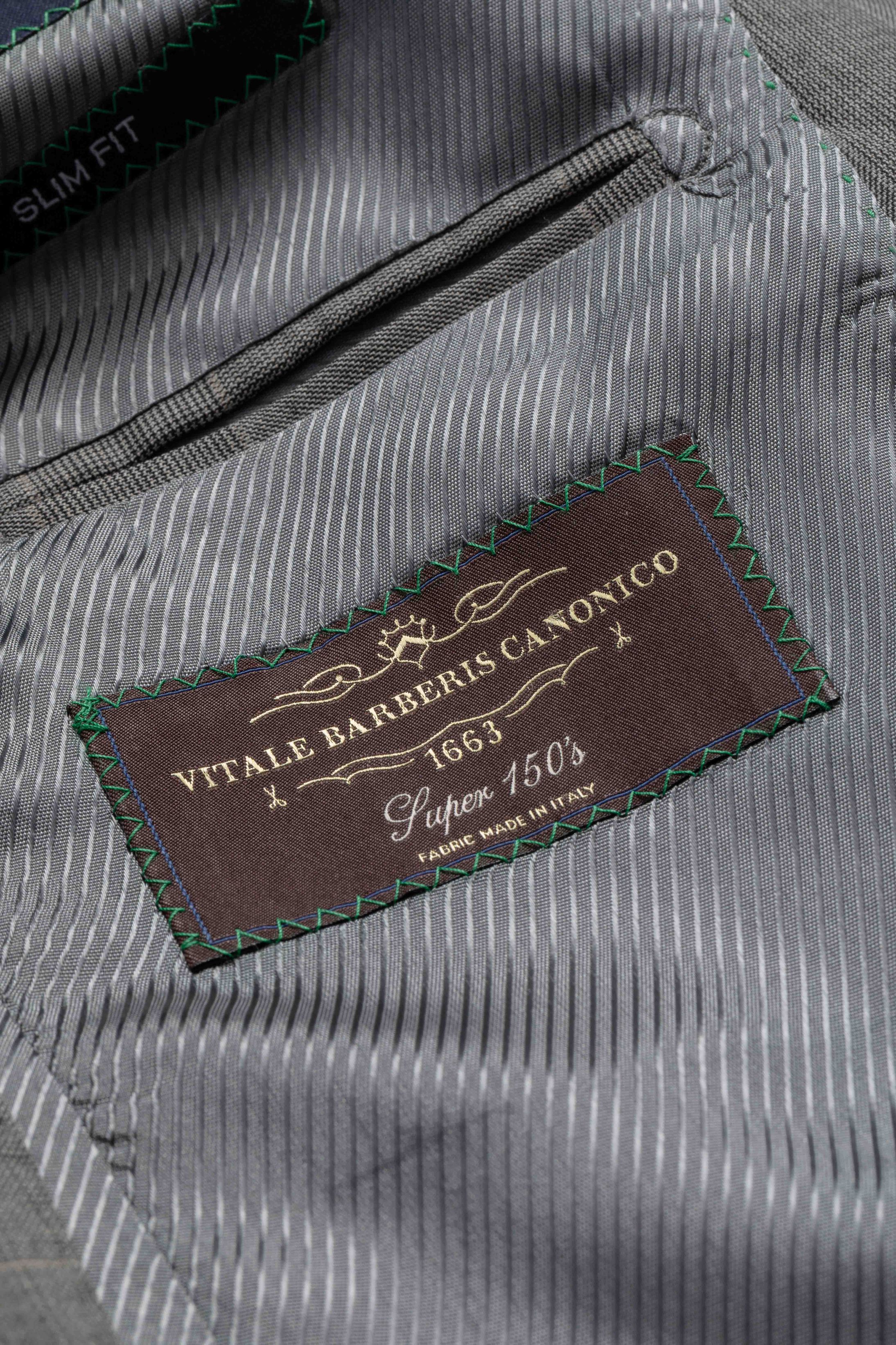 Costume Canônico Super 150 Slim Window Pane Cinza Claro