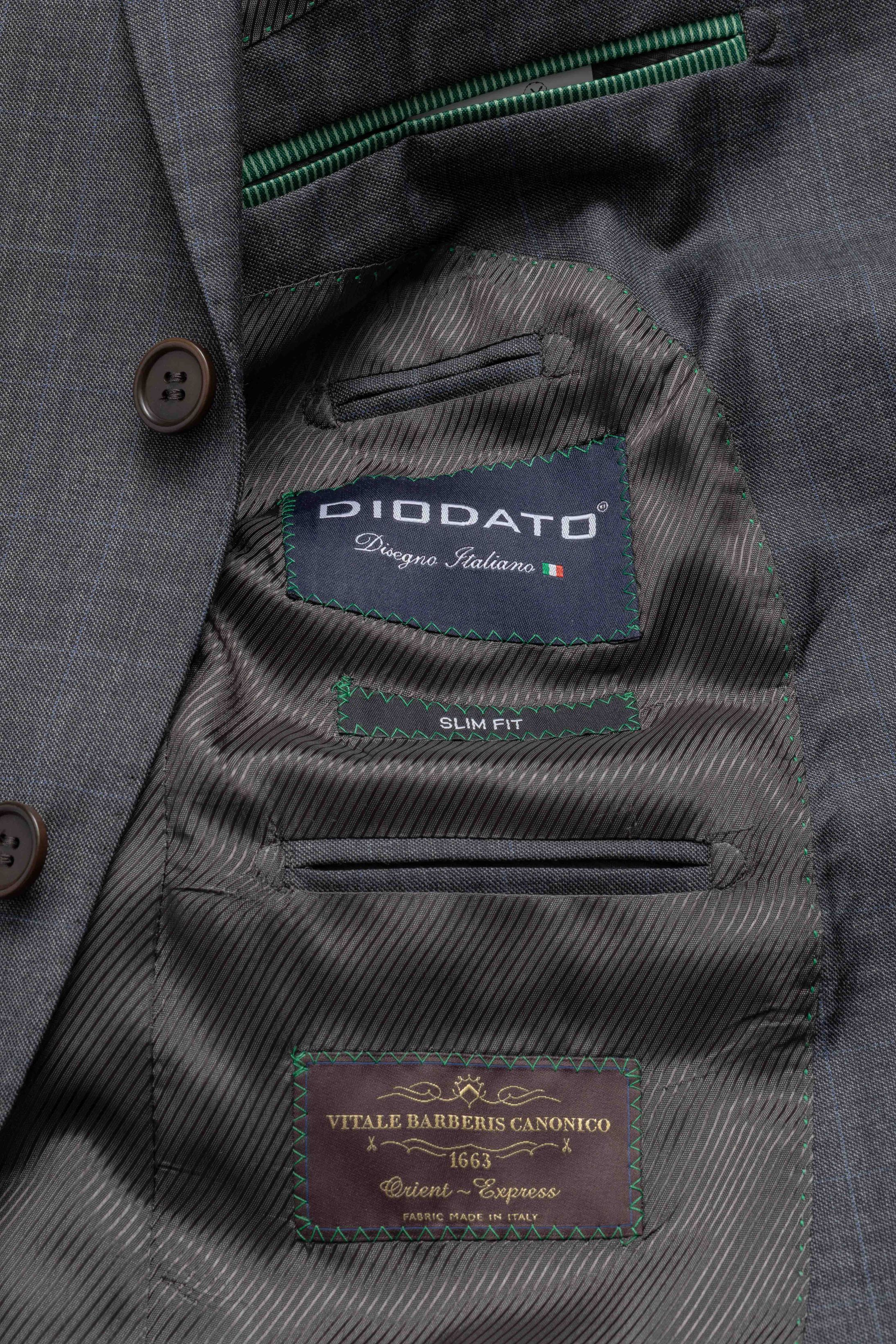 Costume Canônico Super 110 Slim Window Pane cinza médio