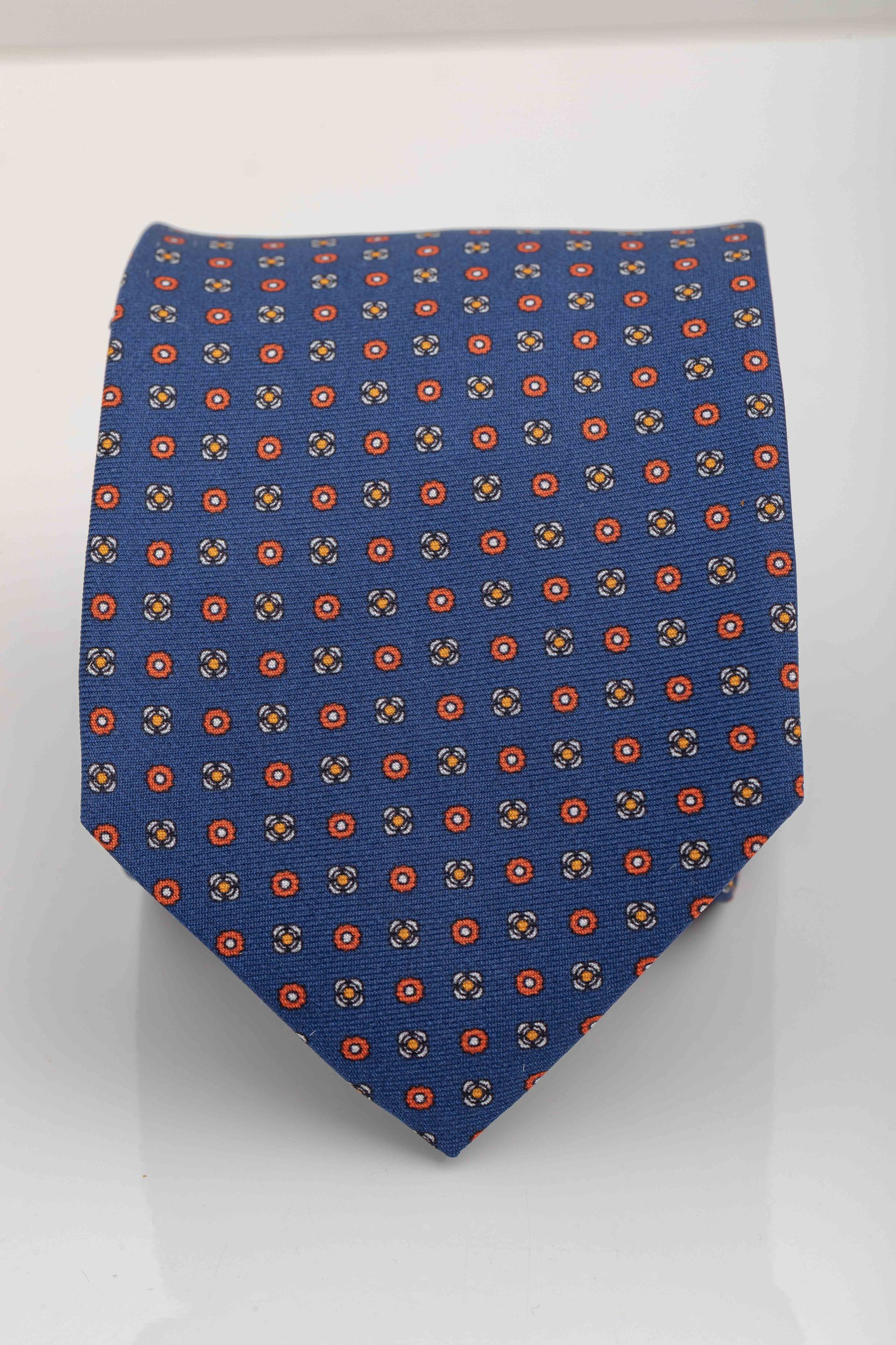 Gravata Seda Italiana Micro desenho azul - Diodato Alfaiataria