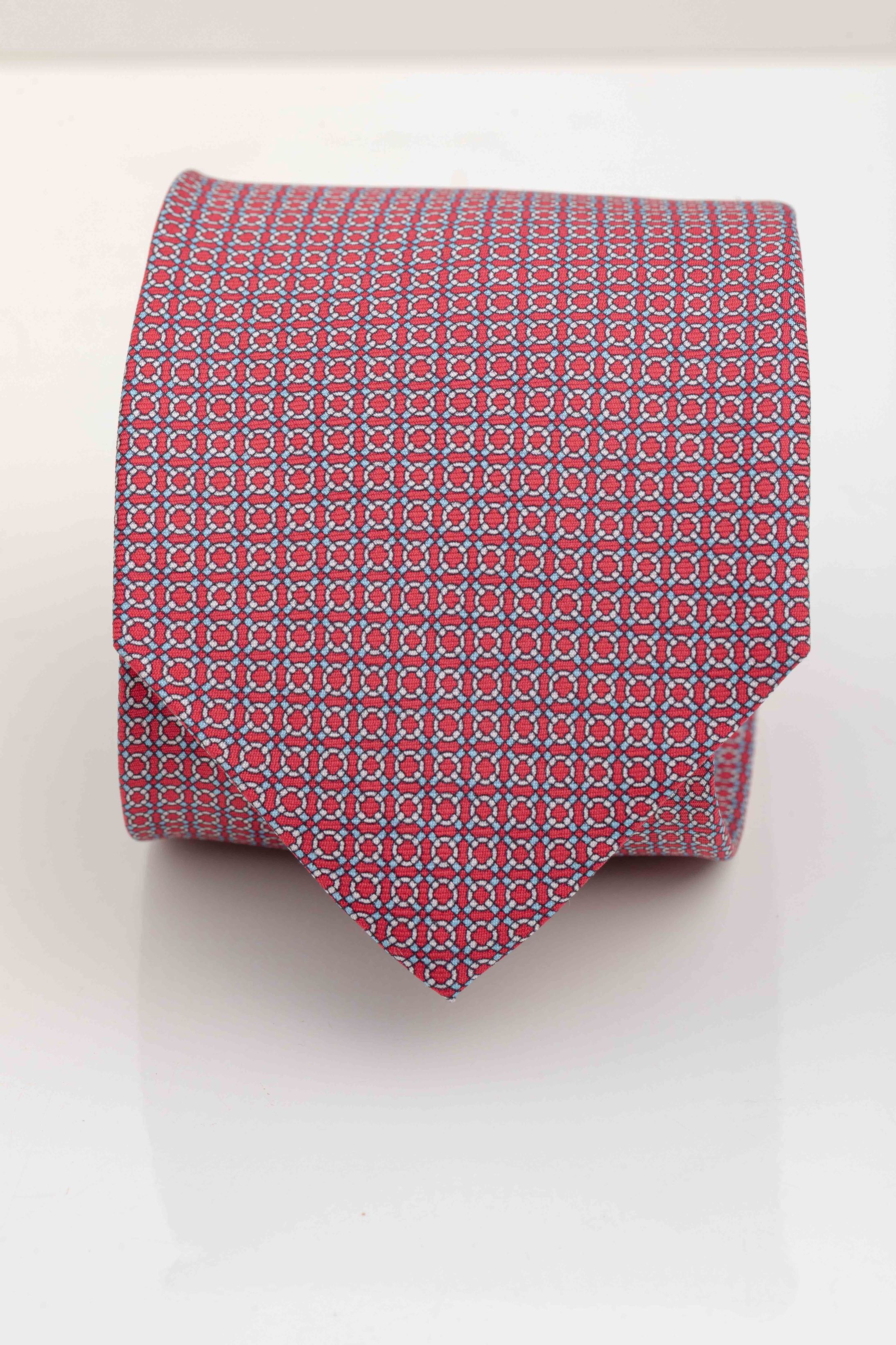 Gravata Seda Italiana Micro desenho Vermelha - Diodato Alfaiataria