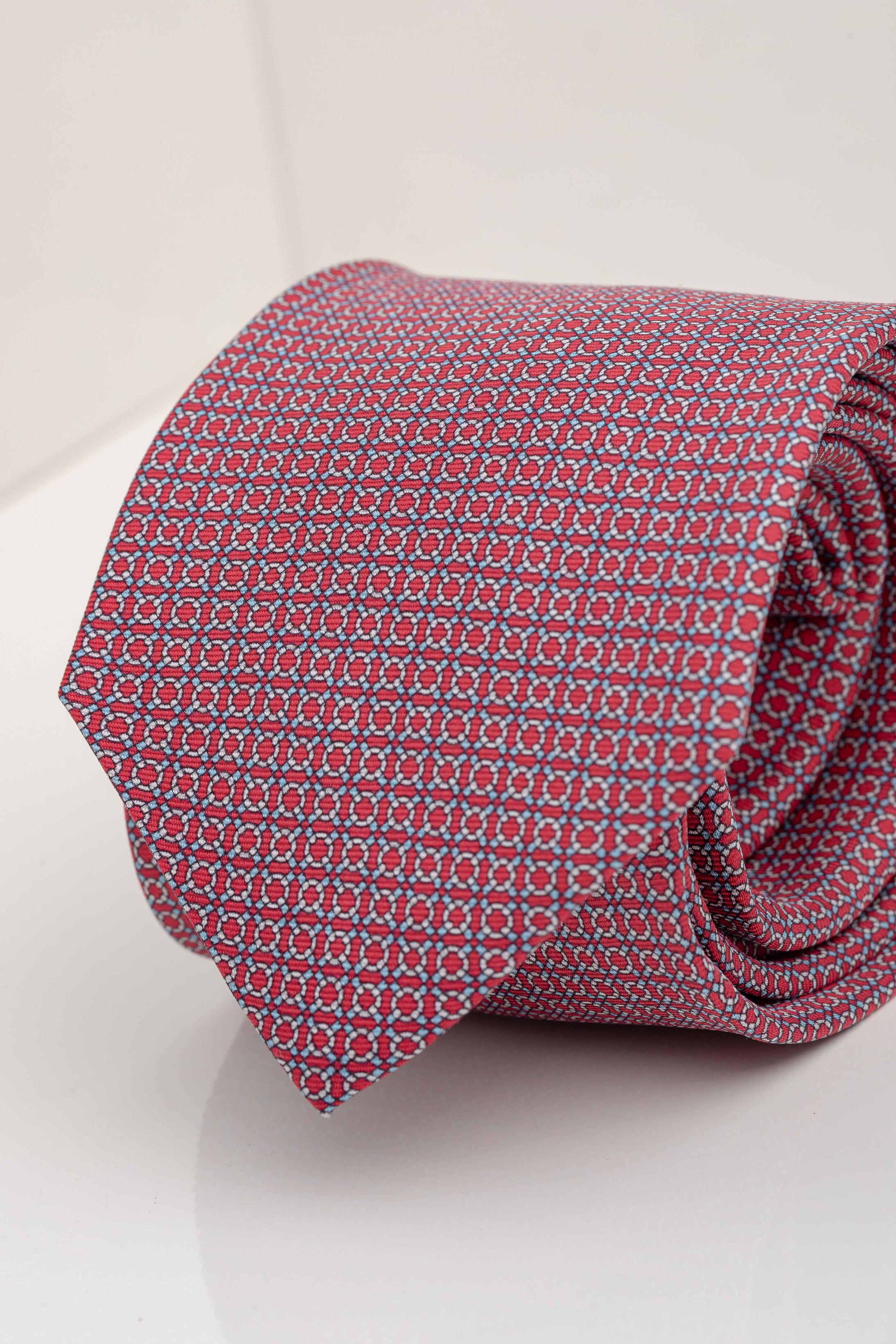 Gravata Seda Italiana Micro desenho Vermelha