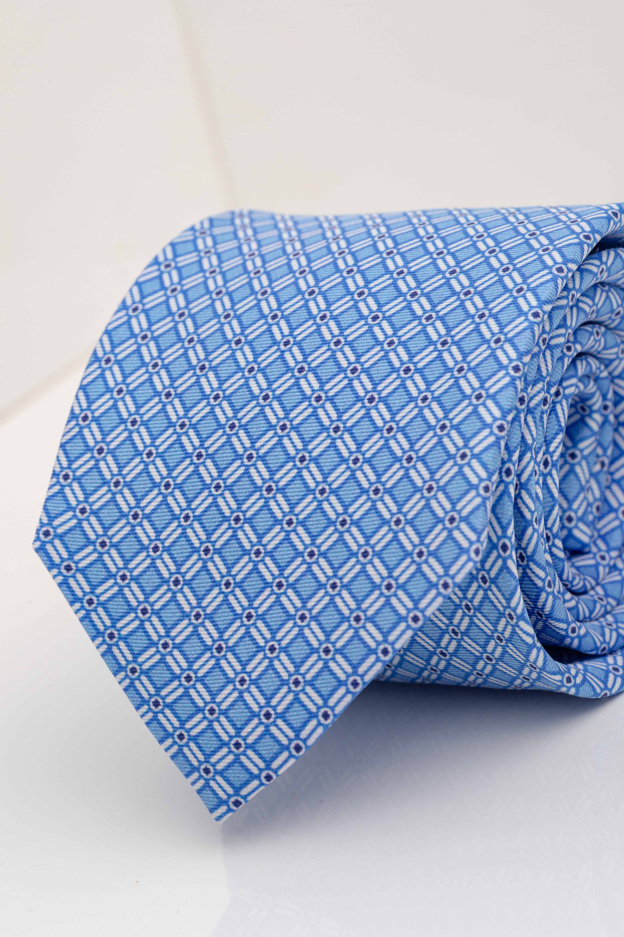 Gravata Seda Italiana Trabalhada Azul