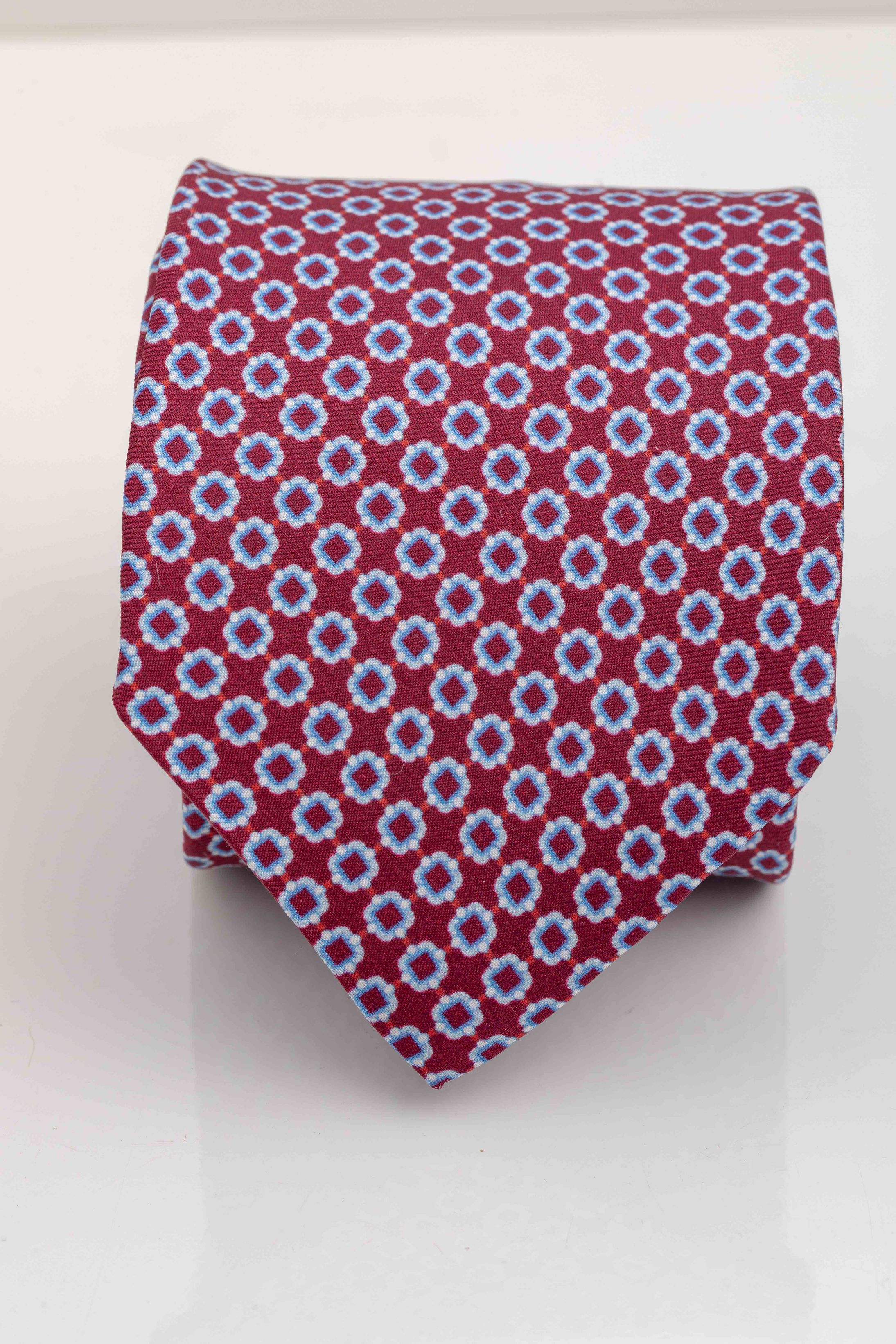 Gravata Seda Italiana Micro desenho Vermelha com A... - Diodato Alfaiataria