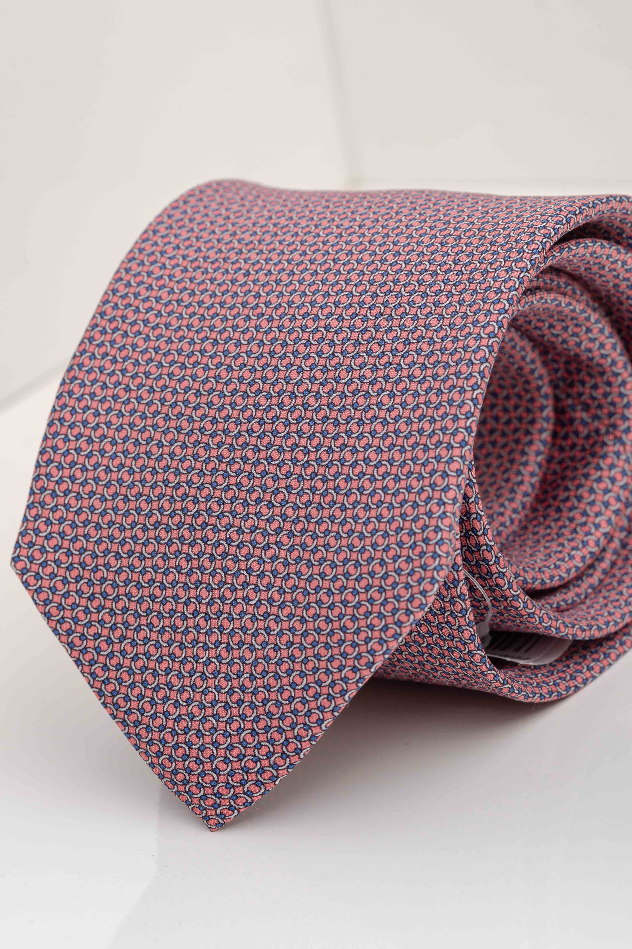 Gravata Seda Italiana Trabalhada Rosa Claro