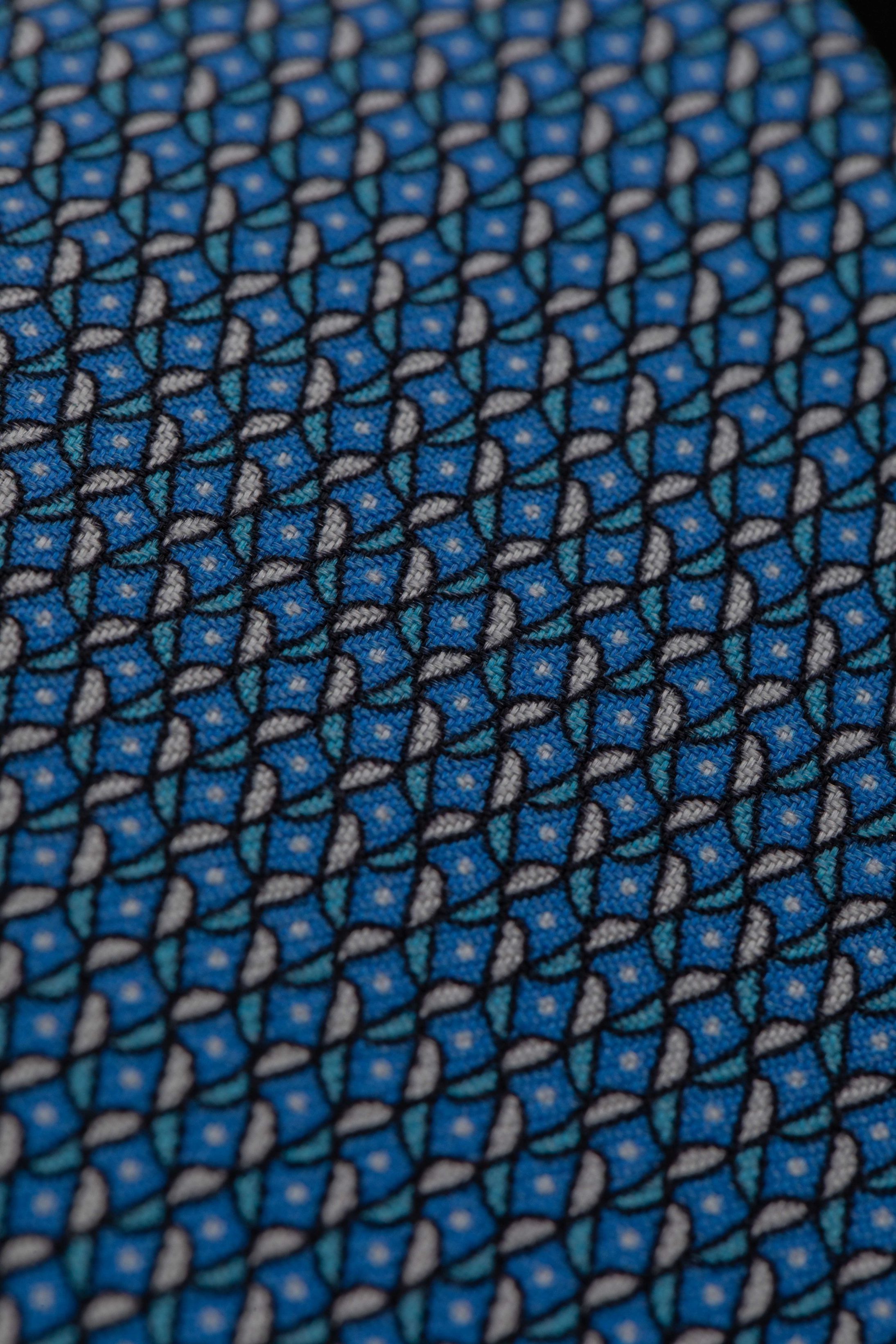 Gravata Seda Italiana Micro desenho Azul