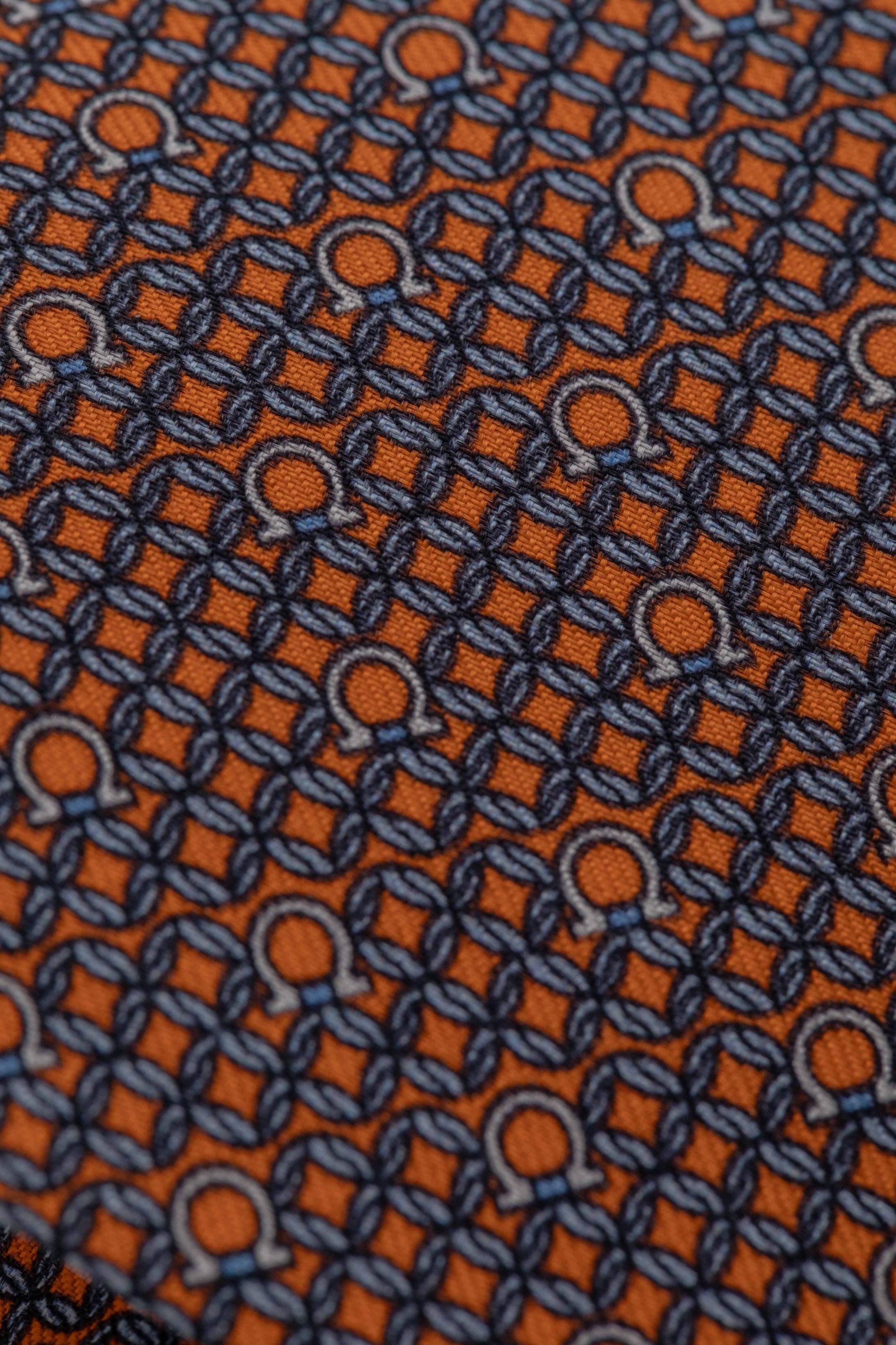Gravata Seda Italiana Trabalhada Laranja