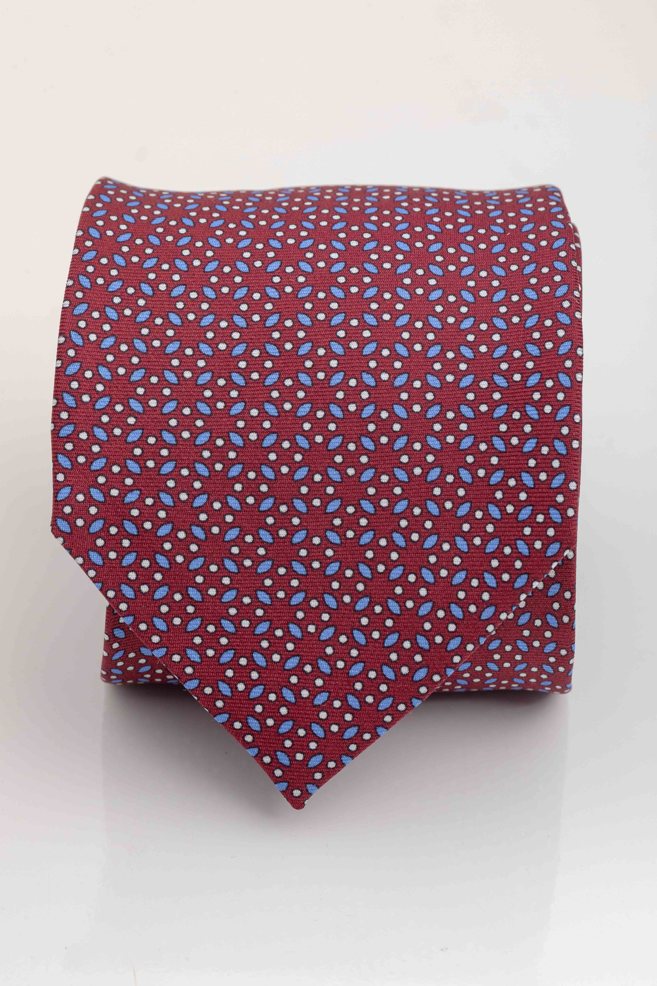 Gravata Seda Italiana Vinho com Azul - Diodato Alfaiataria