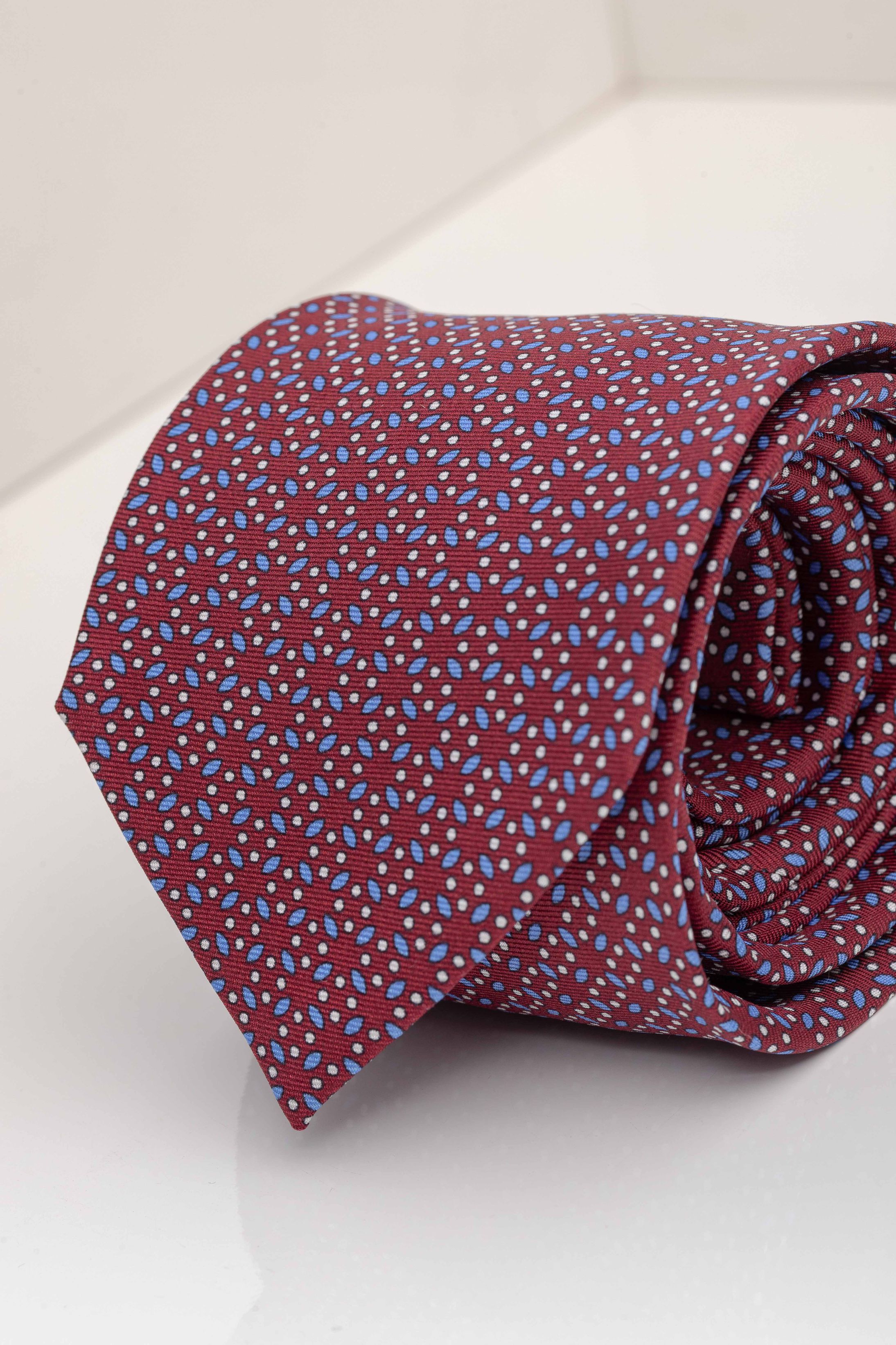 Gravata Seda Italiana Vinho com Azul